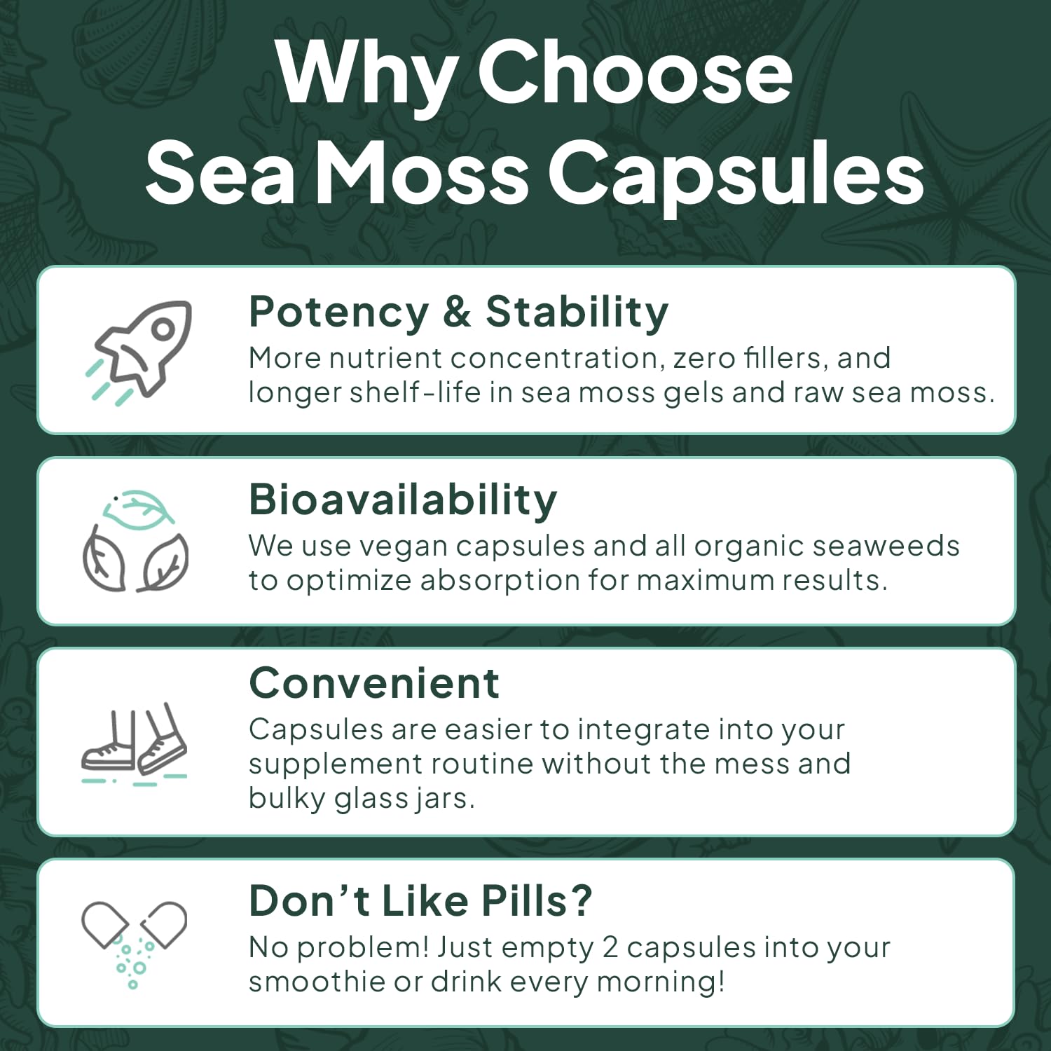 Organics Ocean Wild Sea Moss Capsules - 100% Organic Irish Sea Moss with Organic Chlorella, Bladderwrack and Vitamin D for Energy, Lung Health and Thyroid Support for Women and Men - 60 Capsules Organics Ocean Au supplements