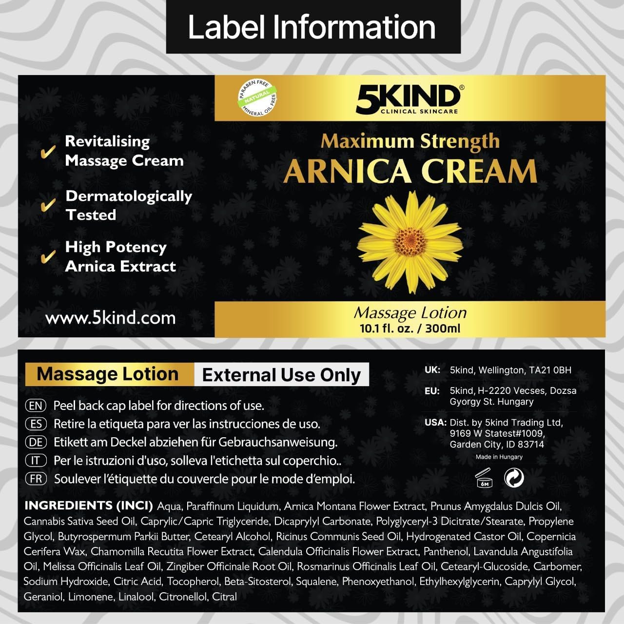 5kind Extra Strong Arnica Cream for Bruising and Swelling 10.1 Fl Oz - Arnica Bruise Cream Extra Strength Fast Healing Thin Skin - High Concentration Arnica Montana Extract for Bruises-Natural Formula 5kind clinical skincare Au supplements