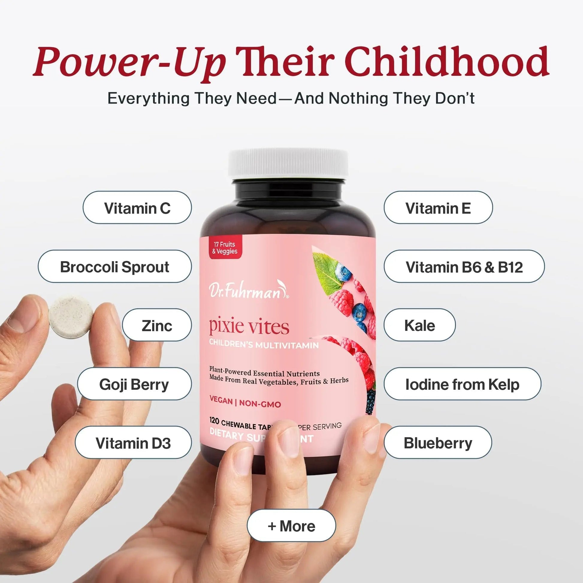 Dr. Fuhrman Pixie Vites Chewable Children's multivitamin | Whole Food Kids Multi with Vitamin D3, K2 & Zinc | Dr. Fuhrman Au supplements