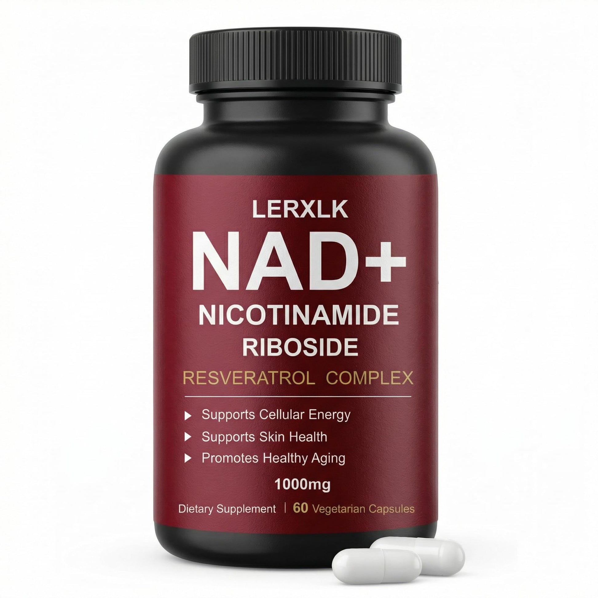 LERXLK NAD+ Supplement 1000mg – Liposomal Nicotinamide Riboside with Resveratrol, Advanced Cellular Energy & Healthy Aging Support, 60 Vegetarian Capsules LERXLK Au supplements