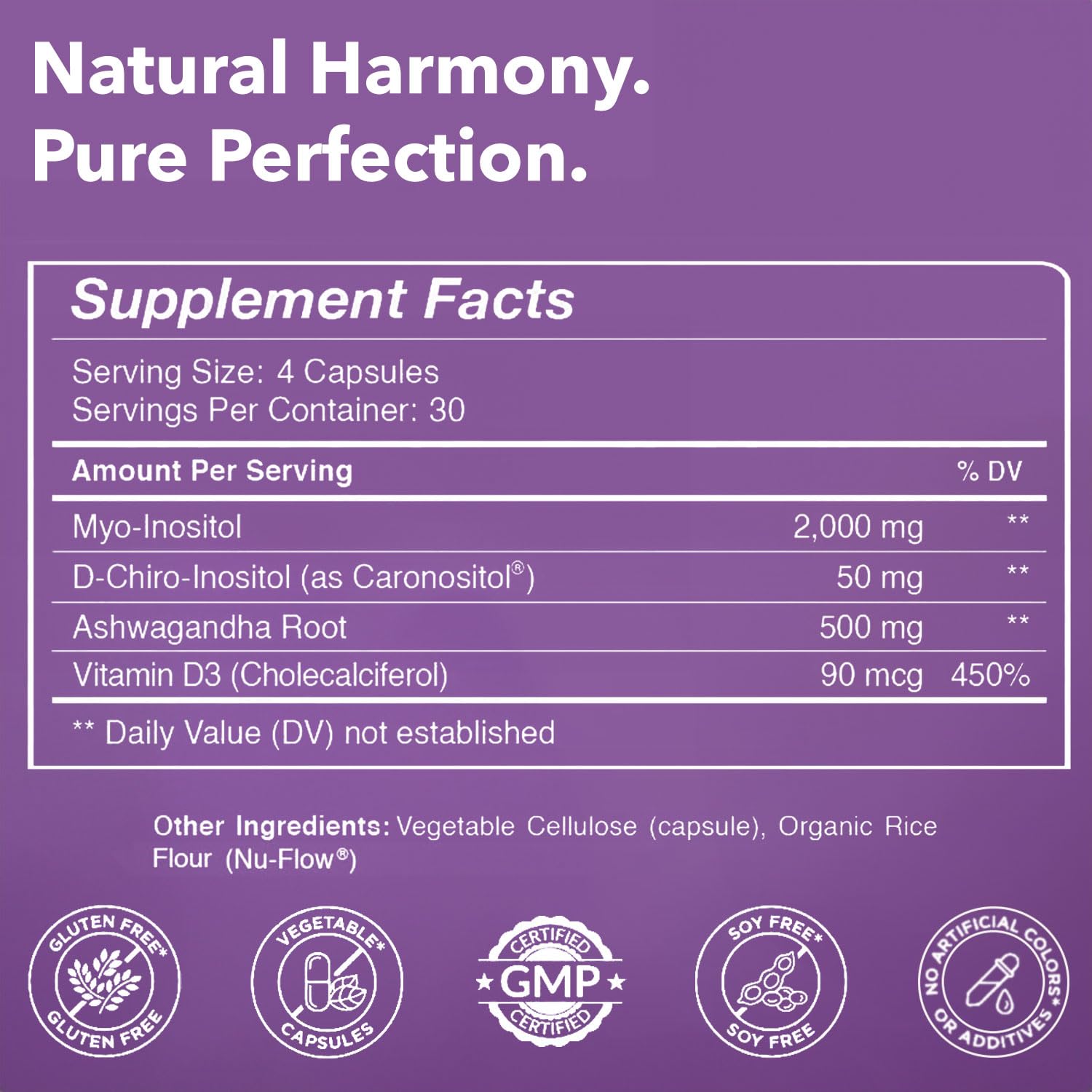 Myo-Inositol & D-Chiro Inositol 40:1 Blend + Vitamin D3 + Ashwagandha - Vegan Capsule Intimate Rose Au supplements