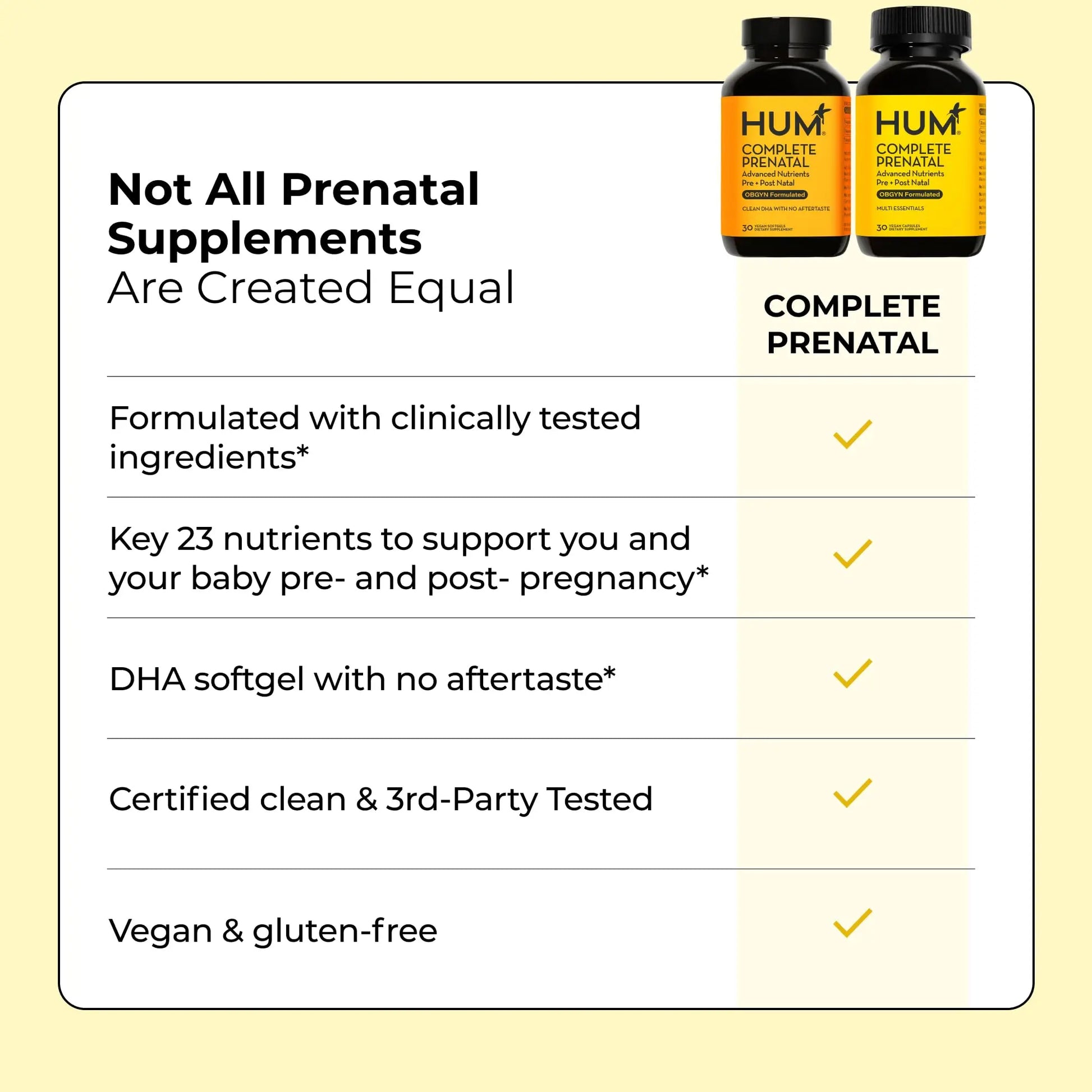 HUM Complete Prenatal Multivitamin for Women with Folate, DHA, and Choline, 23 Nutrients for Daily Support, Gluten Free, Non GMO Supplement for Pre, During, and Post Pregnancy, 30 Vegan Capsules HUM Au supplements