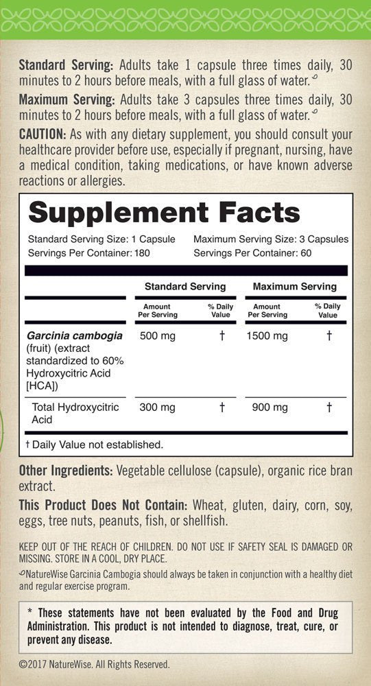 Naturewise Garcinia Cambogia (2 Month Supply) Pure Garcinia Cambogia NatureWise Au supplements