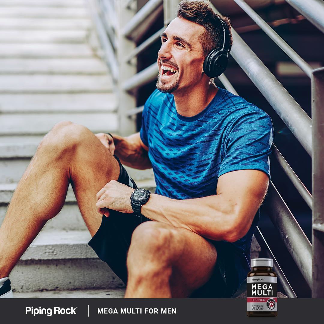 Piping Rock Men's Multivitamin | 90 Caplets | Mega Vitamin and Mineral Complex | Daily Support Supplement | with Vitamin C, D, Magnesium, Zinc | Non-GMO, Gluten Free Piping Rock Au supplements