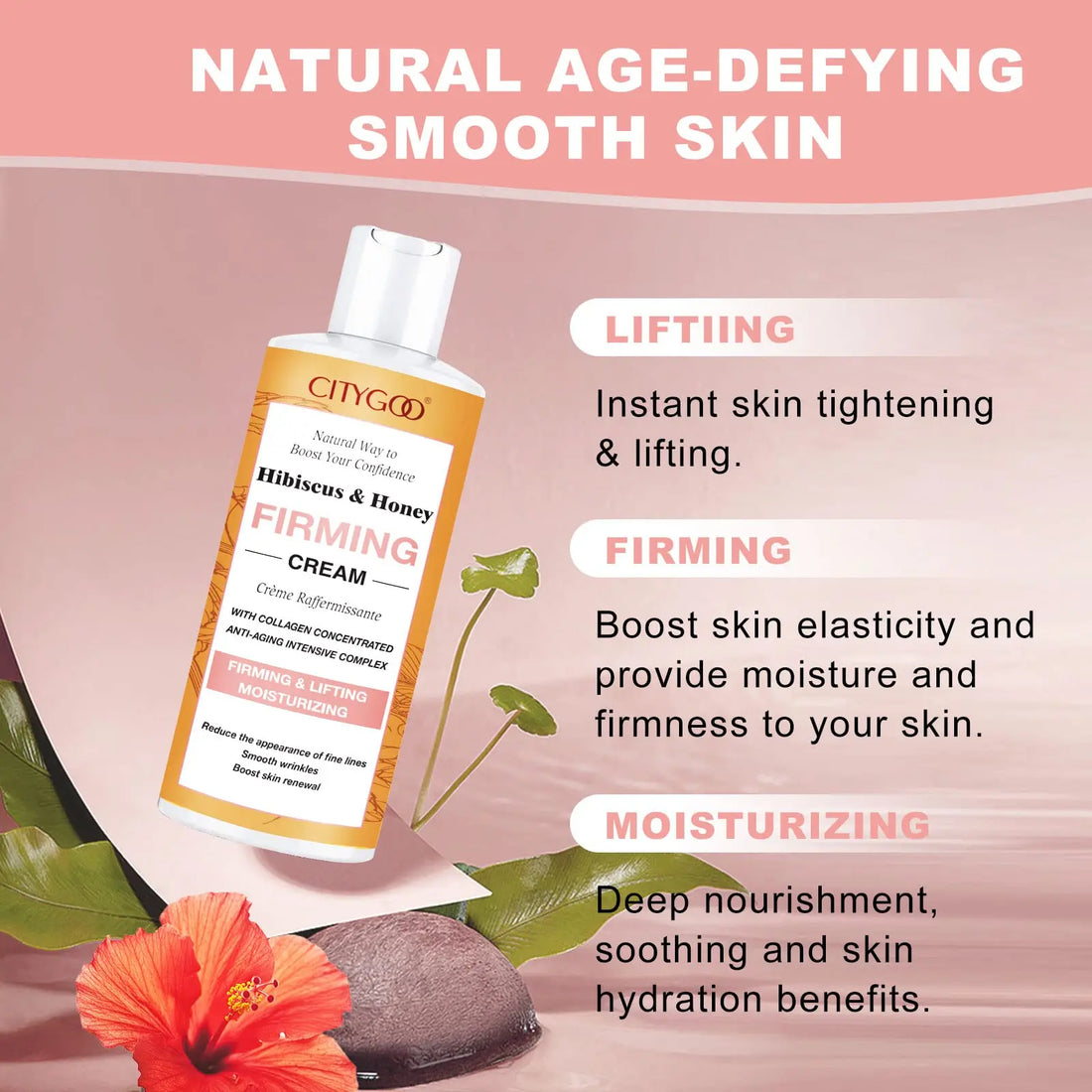 Hibiscus and Honey Firming Cream, Skin Tightening Lotion, Reduces the Look of Neck Lines CITYGOO uk supplements