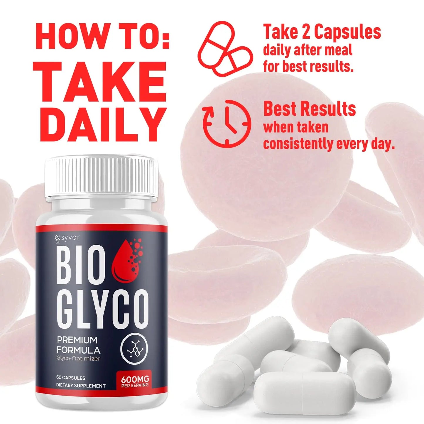 (2 Pack) Bio Glyco Capsules, Official BioGlyco Blood Health Support Pills with All Natural Ingredients, Advanced Blood Optimizer with Maximum Strength Premium Vitamins for Women & Men (120 Capsules) Syvornz supplements