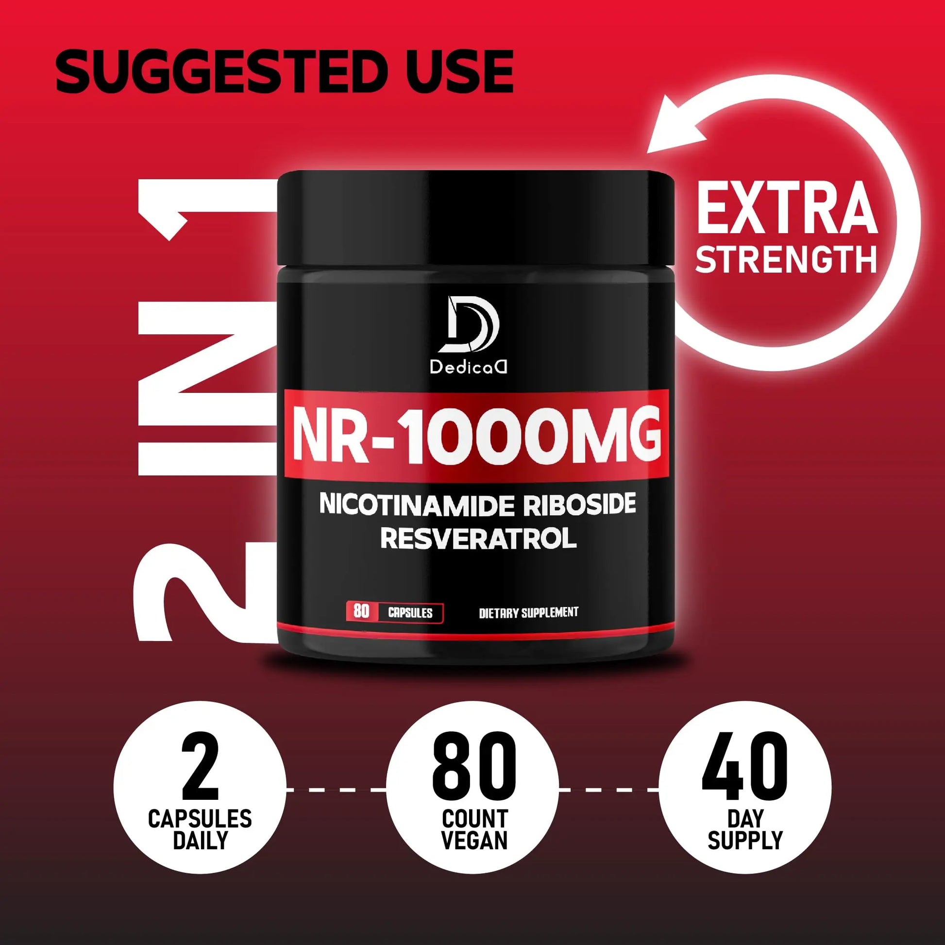 DEDICAD NAD Supplement with Nicotinamide Riboside and Trans Resveratrol - NR for Men & Women - 80 Capsules DEDICAD Au supplements