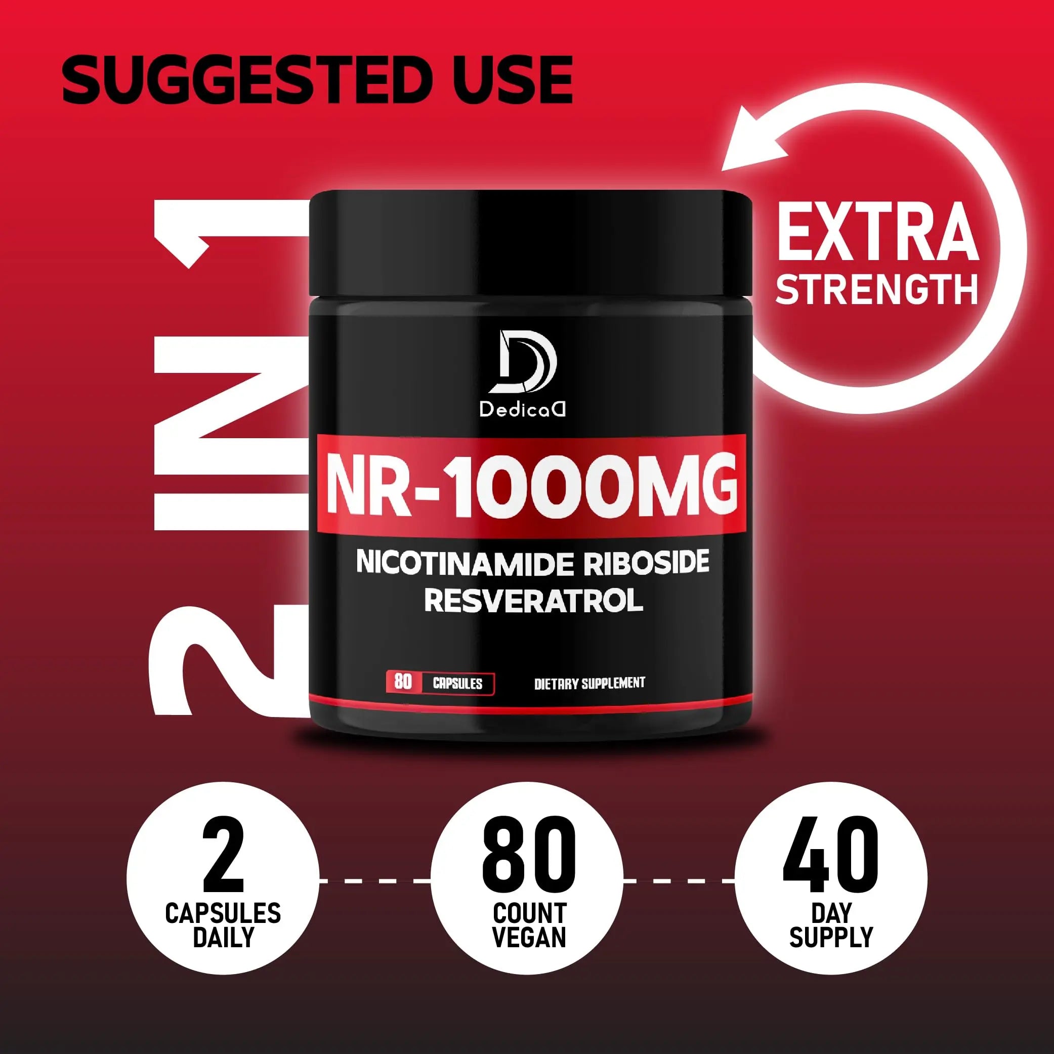 DEDICAD NAD Supplement with Nicotinamide Riboside and Trans Resveratrol - NR for Men & Women - 80 Capsules DEDICAD Au supplements