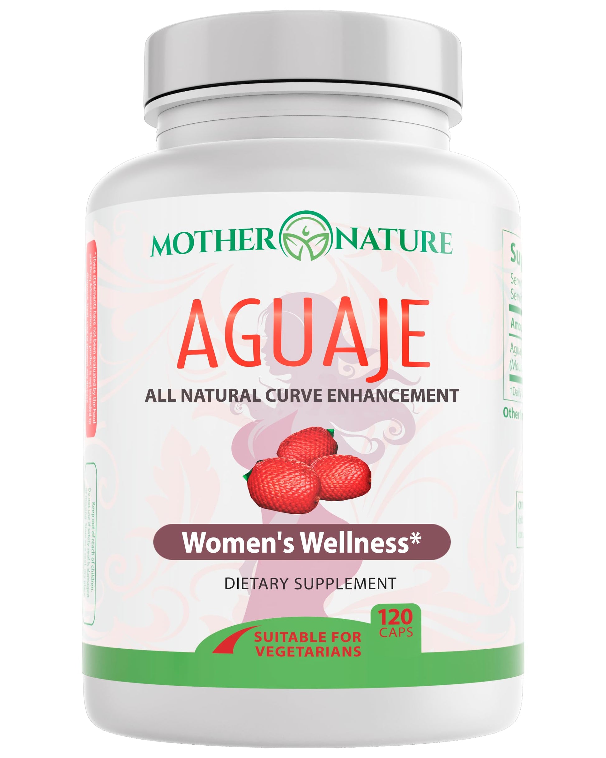 Mother Nature Aguaje Curves Capsules for Women, 1000mg (120ct), Natural & Sustainably Sourced Aguaje Fruit from Peru for Female Health, Hormone Balance, Curve Enhancer, Vegan, Non-GMO & Gluten-Free Mother Nature Organics Superfoods for Organic Living Au supplements