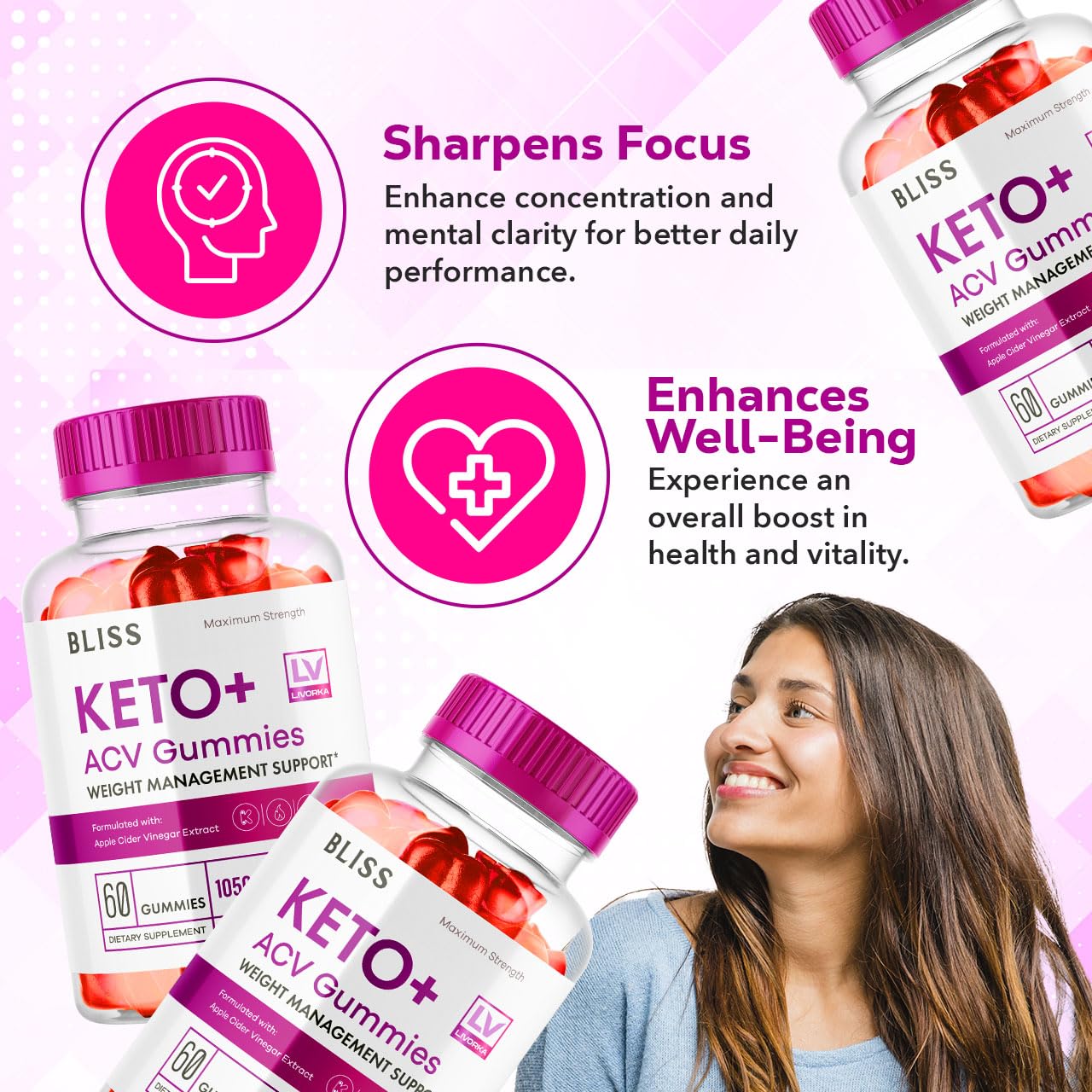 5 Pack - Bliss Keto ACV Gummies Advanced Weight Loss, Bliss ACV Active Gummies LIVORKA Au supplements