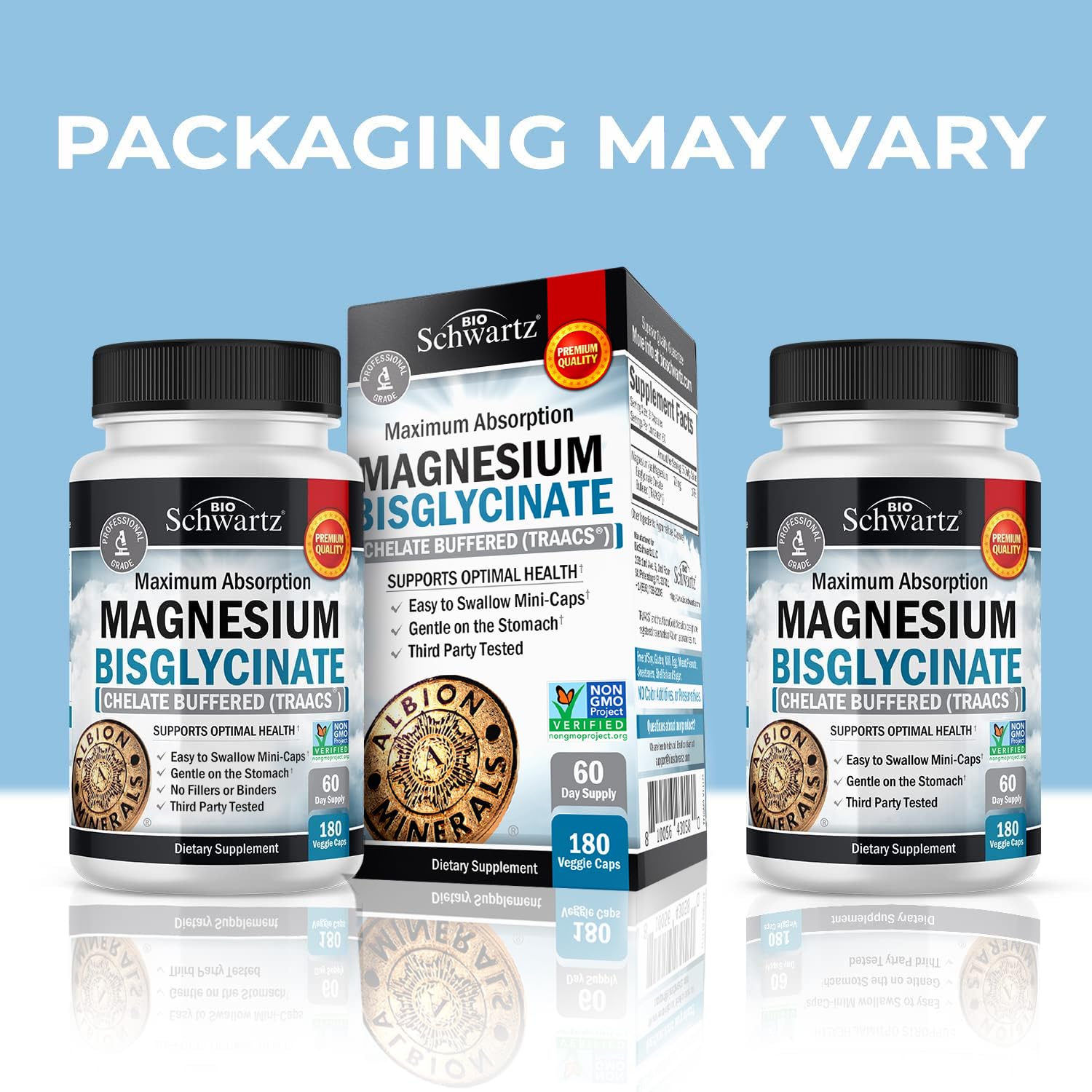 Magnesium Bisglycinate Chelated Supplement - High Absorption Magnesium Glycinate Supplement for Women and Men - Sleep, Muscle, Bone & Joint Support - Non-GMO, Non-Laxative Chelate - 180 Capsules BioSchwartz Au supplements