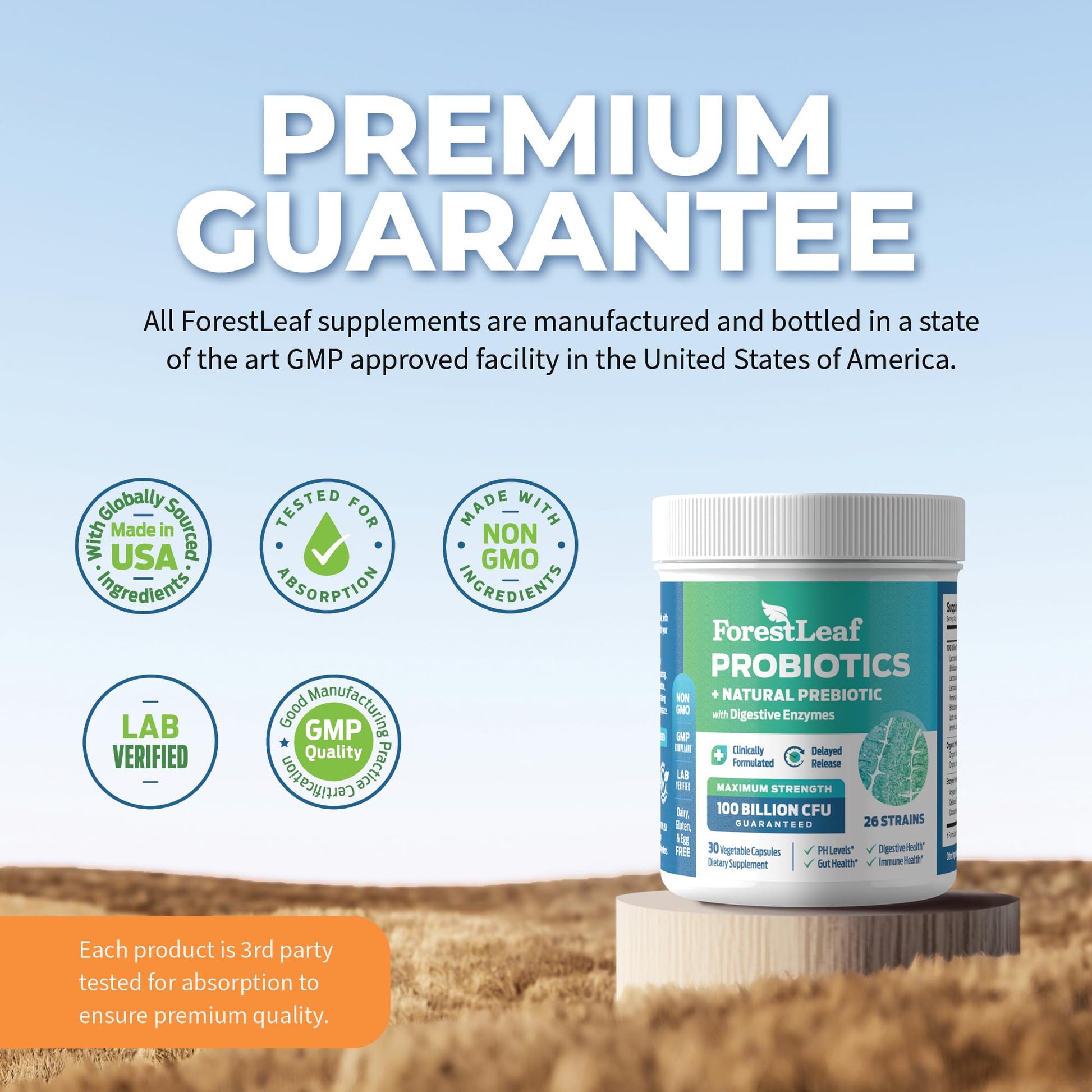 Probiotics for Men and Women, 100 Billion CFU, 26 Unique Strains, Men's and Women's Probiotic and Prebiotics Support Digestive Health, Gut Wellness, Energy, Mood, Immune, PH Balance (30 Caps) ForestLeaf Au supplements