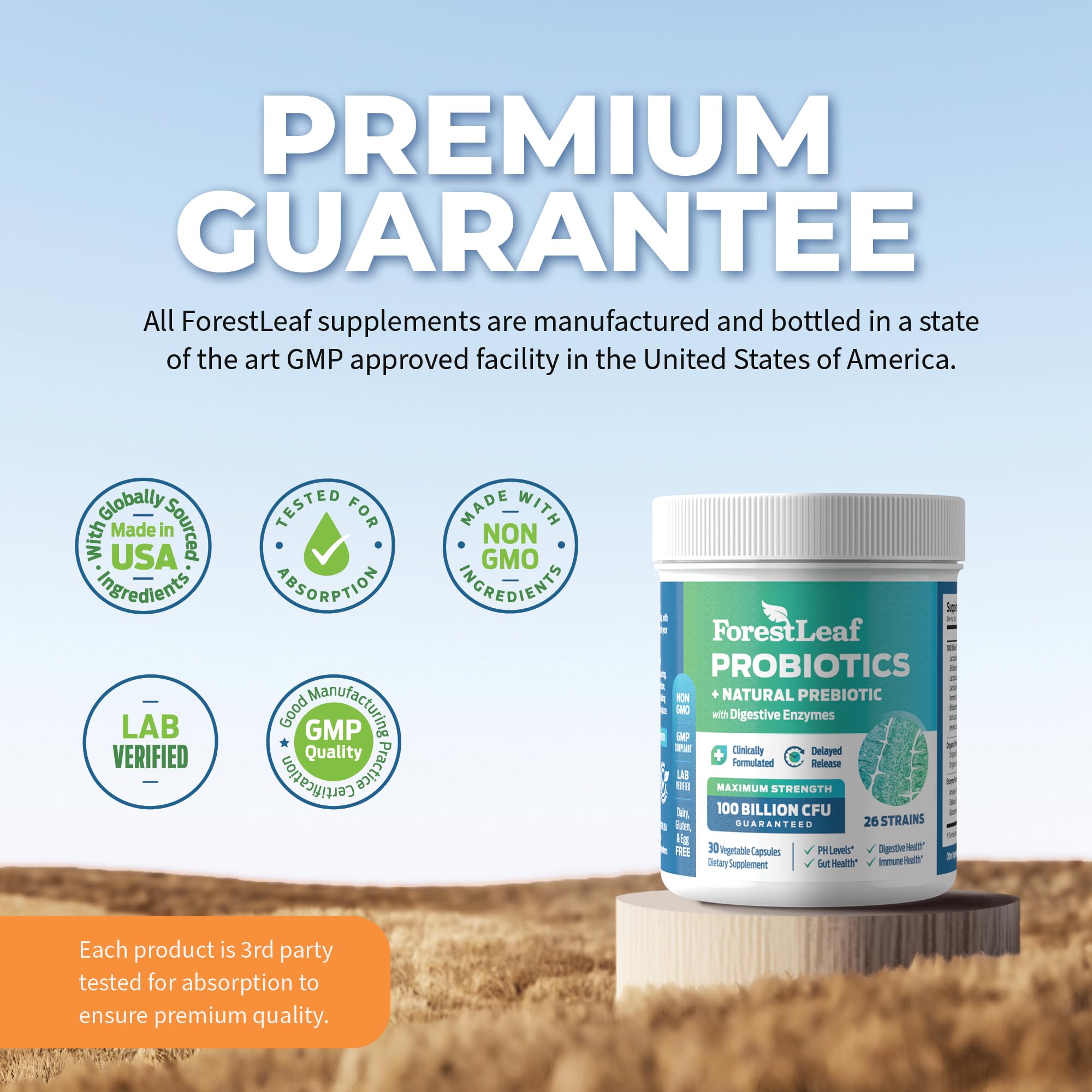 Probiotics for Men and Women, 100 Billion CFU, 26 Unique Strains, Men's and Women's Probiotic and Prebiotics Support Digestive Health, Gut Wellness, Energy, Mood, Immune, PH Balance (30 Caps) ForestLeaf Au supplements