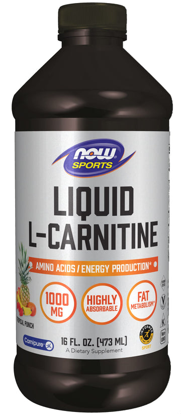 NOW Sports Nutrition, L-Carnitine Liquid 1,000 mg, Highly Absorbable, Tropical Punch NOW Au supplements