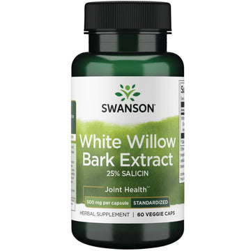Swanson Maximum Strength White Willow Bark Extract-Promotes Joint Support & Muscle Relief-Standardized to 25% Salicin-Natural Supplement with No Stomach Irritation (60 Veggie Caps, 500mg Each) Swanson Au supplements