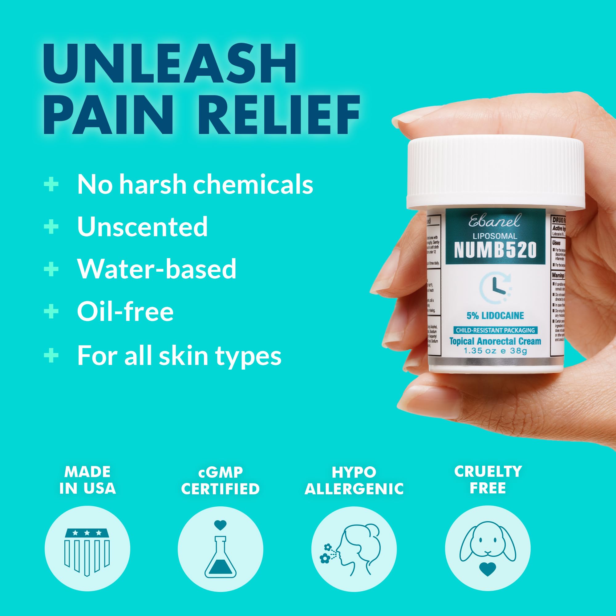 Ebanel 5% Lidocaine Numbing Cream, 2-Pack Pain Relief Burn Itch Numb Cream, Maximum Strength Topical Anesthetic with Allantoin, Vitamin E for Local and Anorectal Uses, Hemorrhoid Treatment Ebanel Au supplements