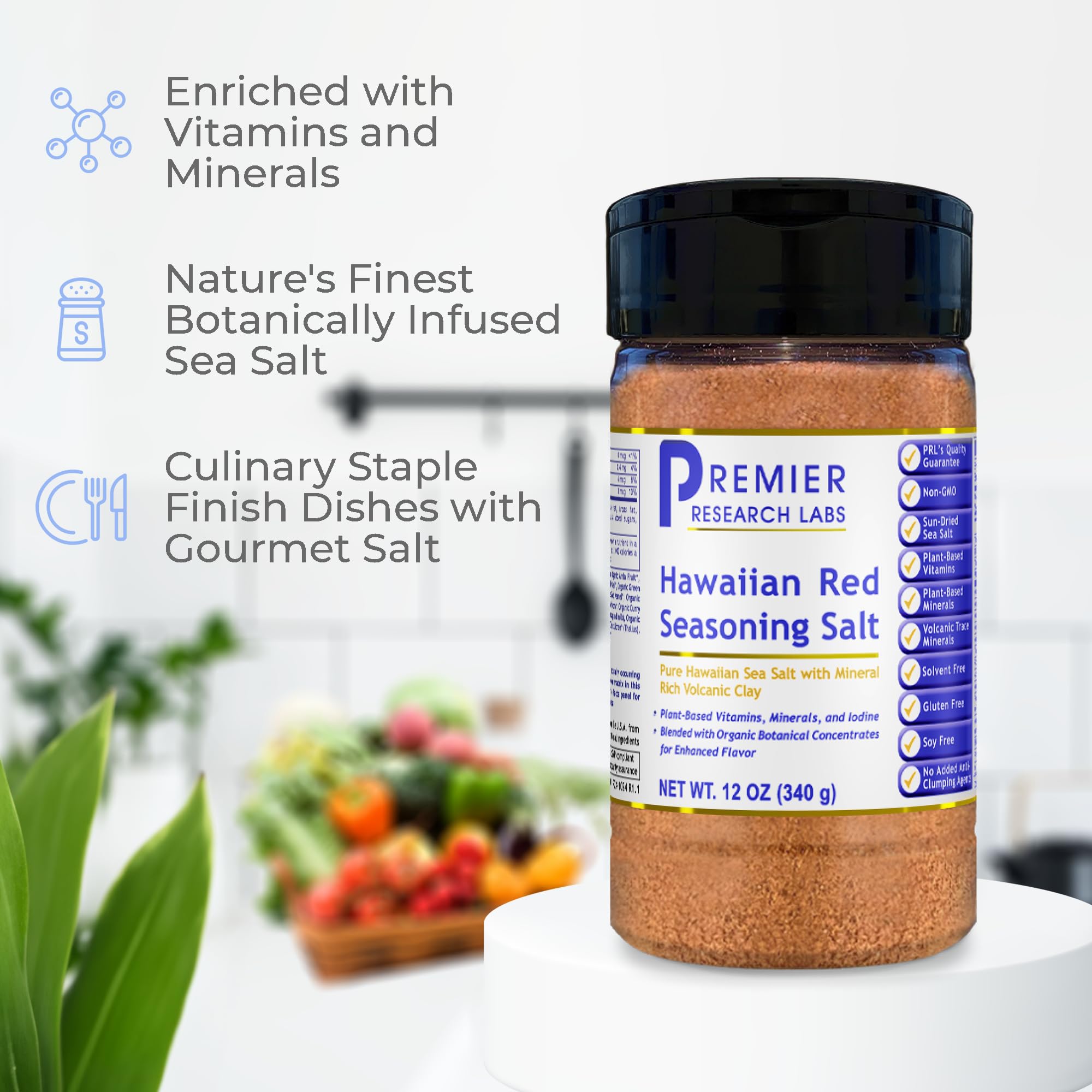 Premier Research Labs Hawaiian Red Seasoning Salt- Pink Salt, Red Hawaiian Salt, Hawaiian Red Alaea Sea Salt for Cooking, Multivitamin for Kids, Enriched with Plant-Derived Vitamins & Minerals- 12 oz Premier Research Labs Au supplements