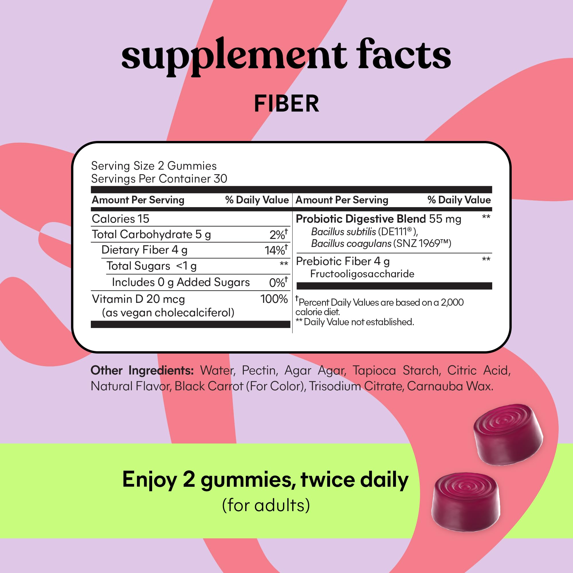 Lemme Fiber & Probiotic Gummies for Adults, Promotes Regularity & Digestive Health, No Sugar Added Strawberry Flavor, 4g Prebiotic Fiber & Clinically Studied Probiotic Strains, (60 Count) Lemme Au supplements