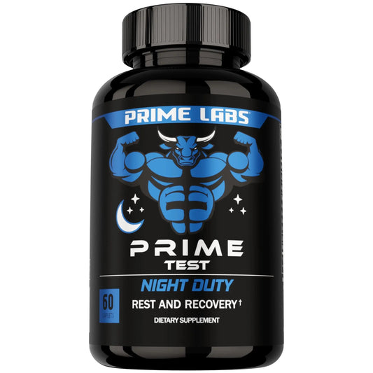 Prime Labs Night Duty - Nighttime Testosterone Booster & Sleep Support - PM Rest & Muscle Recovery Supplements - 60 Count Prime LabsAU supplements