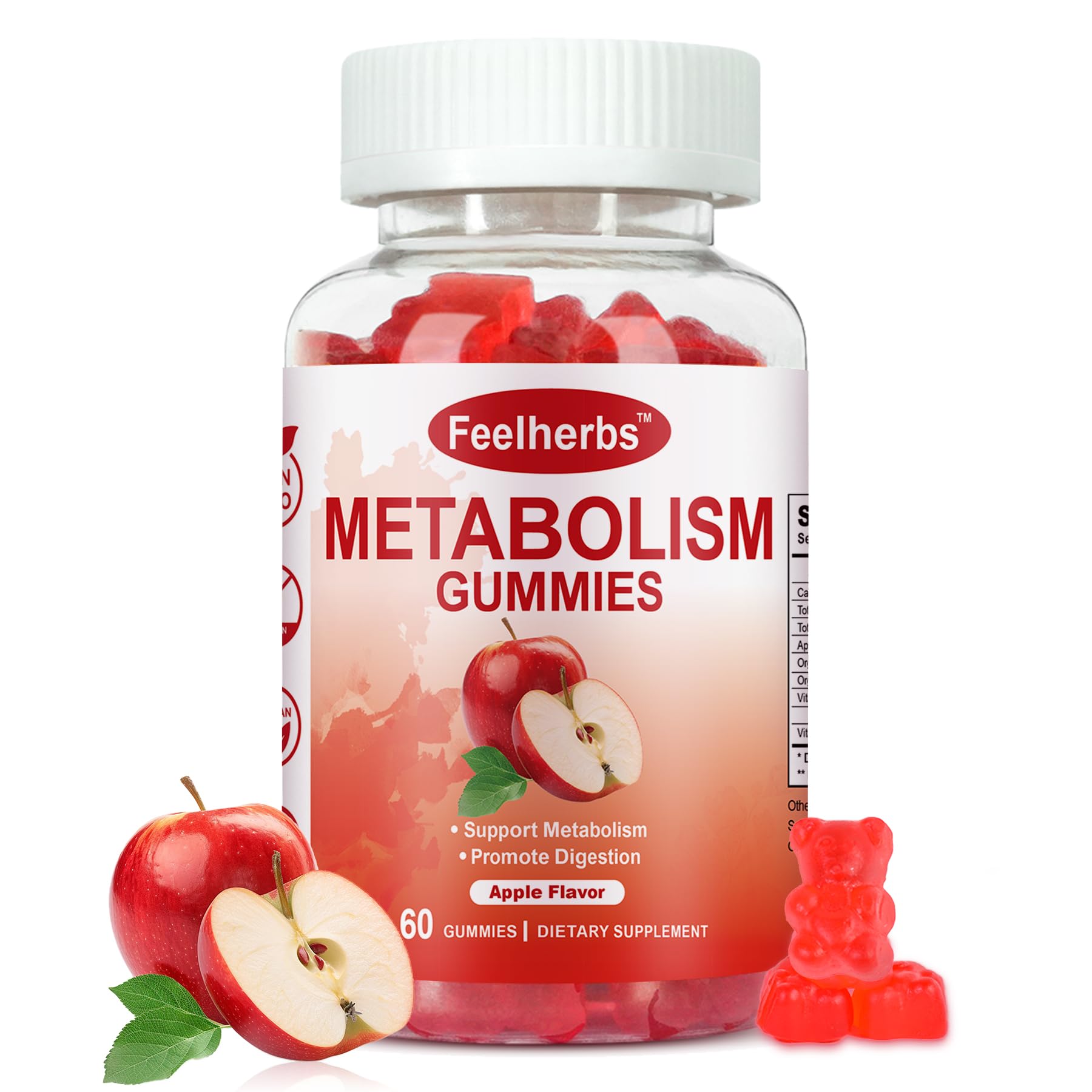 Feelherbs Metabolism Gummies for Women and Men Digestion & Energy, 60 Count Apple Cider Vinegar Gummies with Vitamin B12 & Beet Root, Chewable Keto ACV Vitamin for Metabolism & Detox Cleanse Feelherbs Au supplements