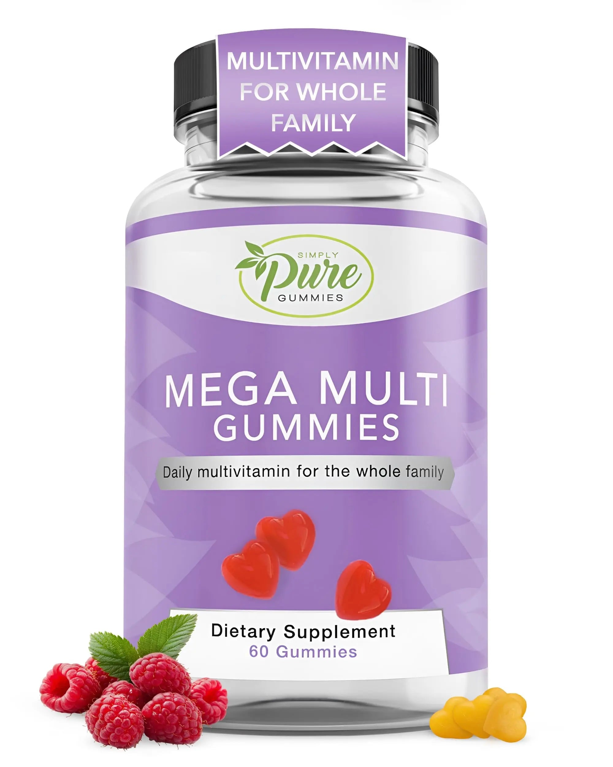 Pure By Nature Mega Multi Gummies, Multivitamin Gummies for Women & Men, Kids Multivitamin Gummies with A, D2, C, E, K, Biotin Pure By Nature Au supplements