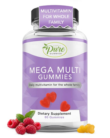 Pure By Nature Mega Multi Gummies, Multivitamin Gummies for Women & Men, Kids Multivitamin Gummies with A, D2, C, E, K, Biotin Pure By Nature Au supplements