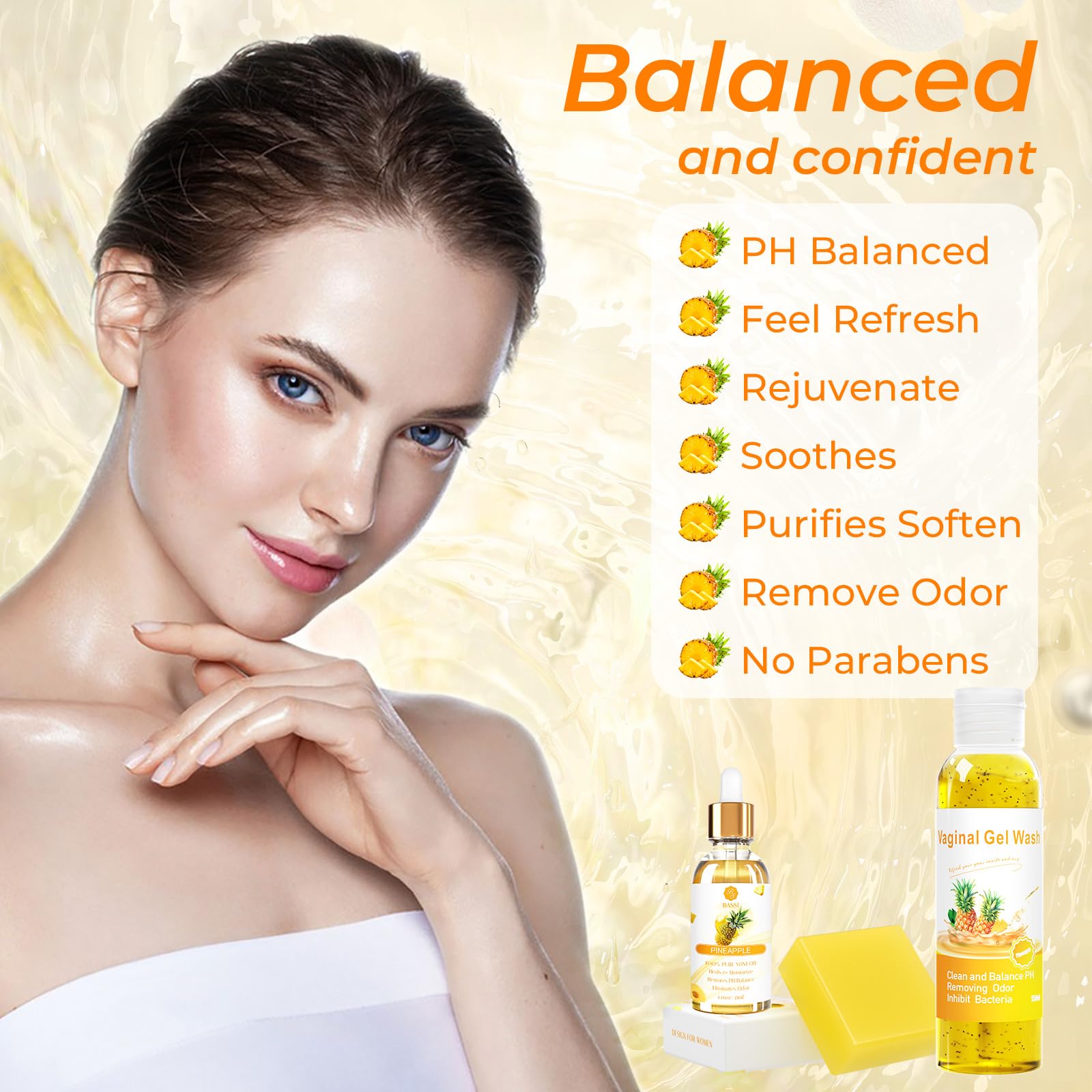 Feminine Wash & Yoni Oil & Yoni Soap Set for Women, Yoni Wash for Vaginal Ph Balance Remove Odor BASSI Au supplements