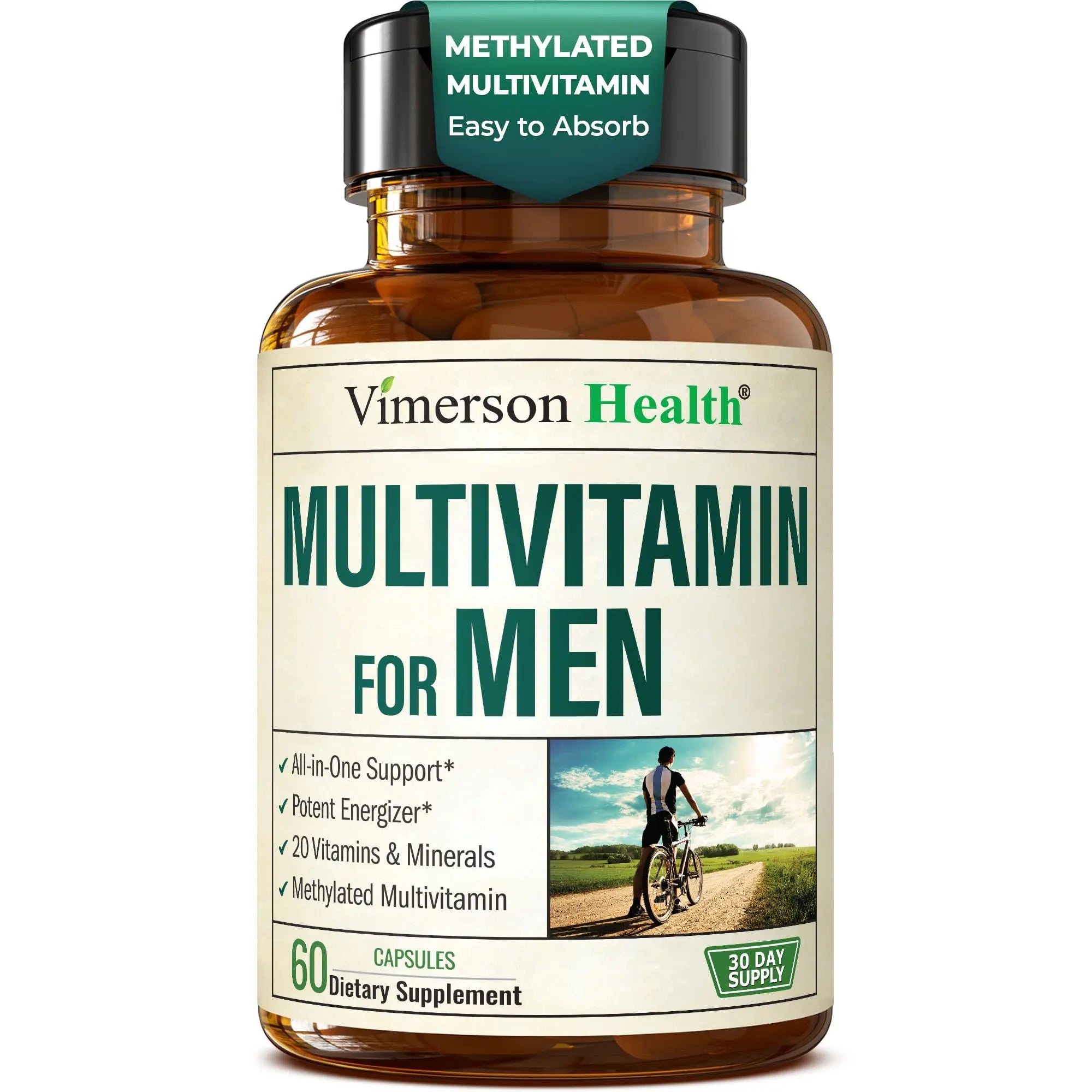 Methylated Multivitamin for Men with Bioavailable Vitamins, Chelated Minerals, Vitamin D, B12, C, A & Zinc for Energy, Focus and Immune Health Vimerson Health Au supplements