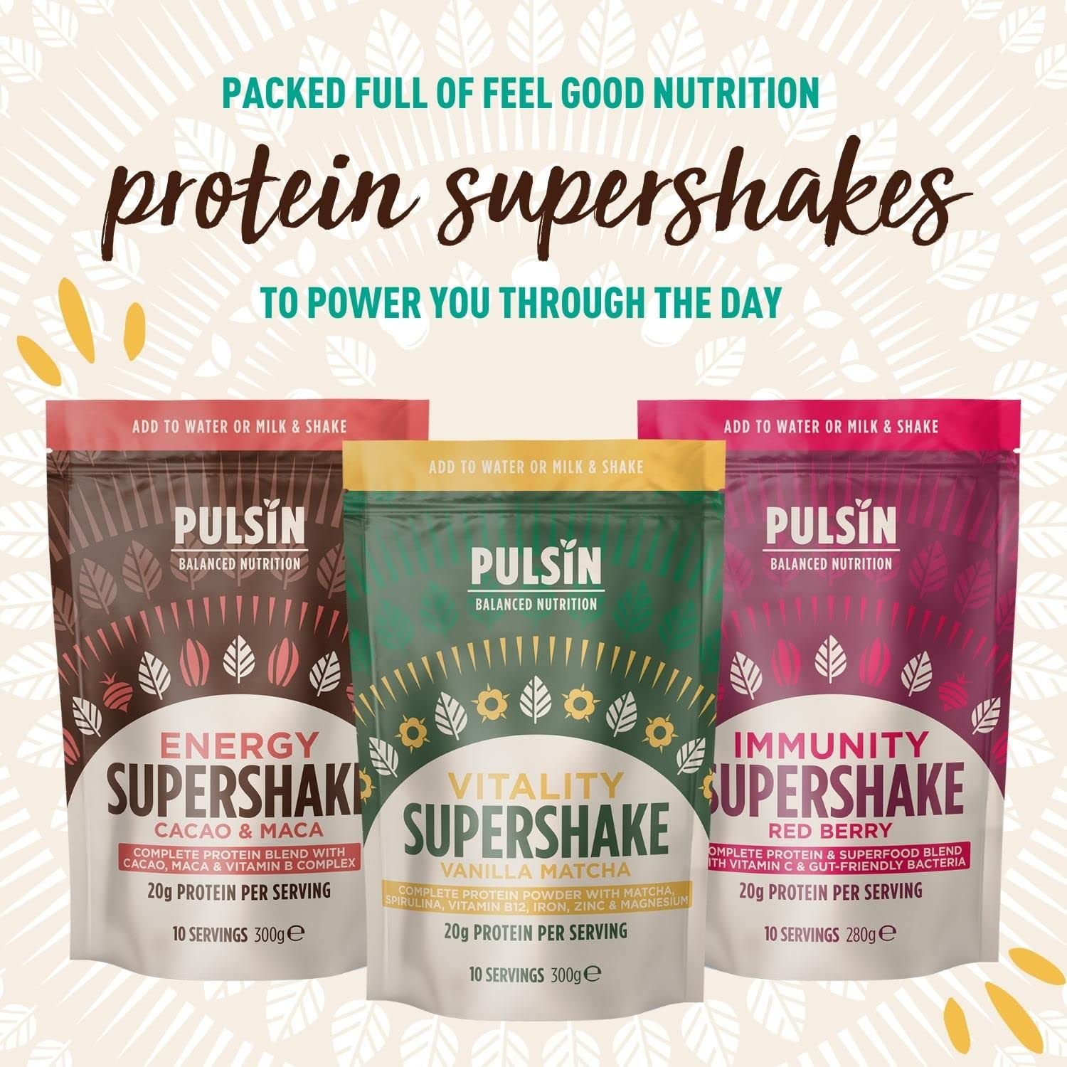 Pulsin - Cacao & Maca Vegan Supershake - 300g - Plant Based Vegan Energy Support Protein Powder Pulsin Au supplements