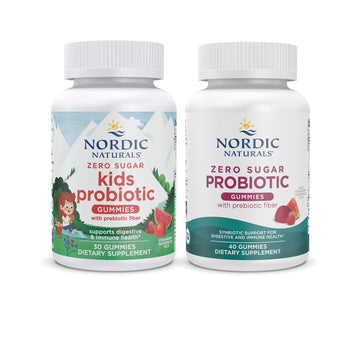Nordic Naturals Vegan Probiotic Gummies Bundle - Zero Sugar Kids Probiotic Gummies - Strawberry Watermelon Flavor - 30 Gummies, Zero Sugar Probiotic Gummies - Strawberry Watermelon Flavor - 40 Gummies Nordic Naturals Au supplements
