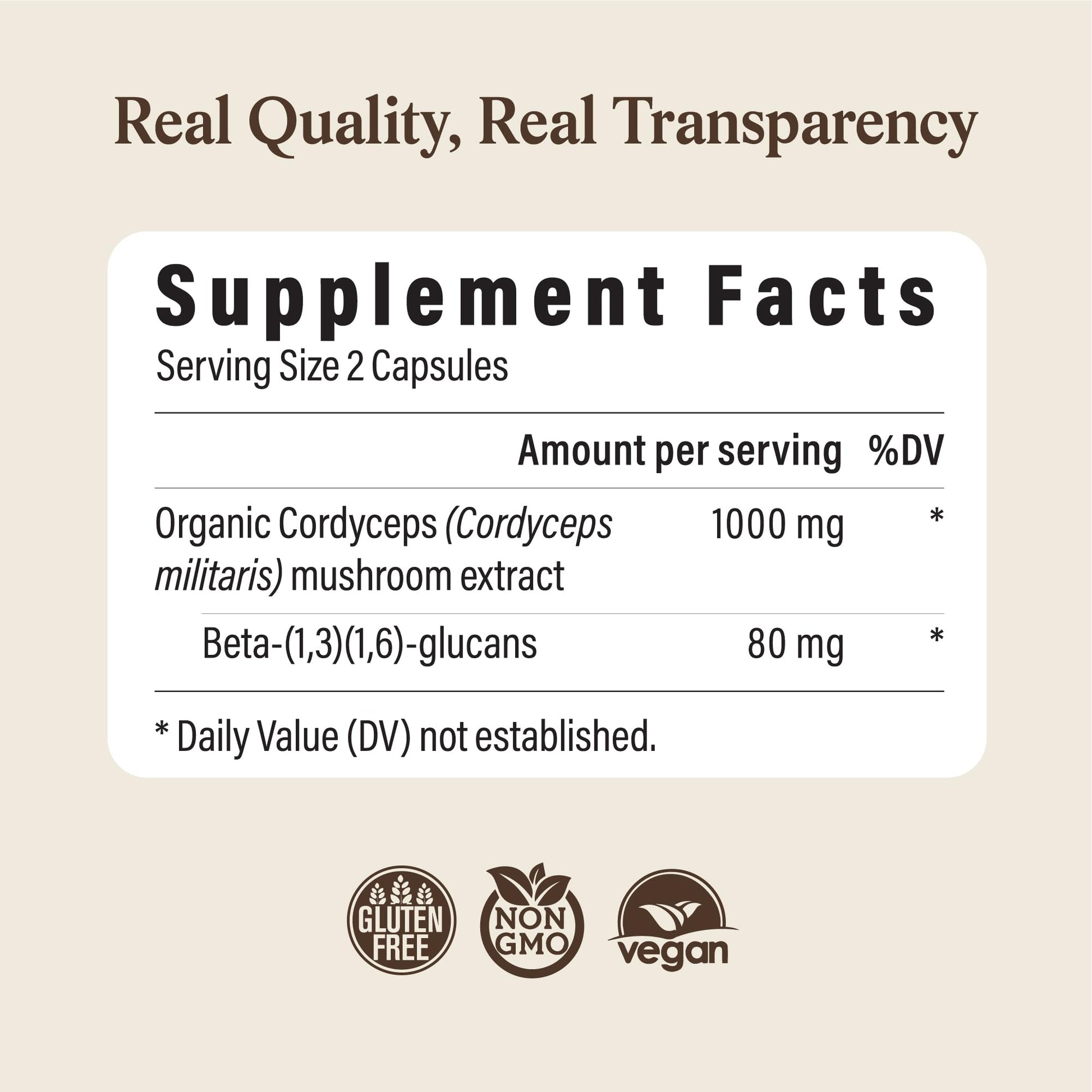 Real Mushrooms Supplement Capsules - Cordyceps Mushroom Powder Rich in Beta Glucans - Mushroom Pills Cordyceps for Energy and Performance - Vegan, Non-GMO, No Grain Fillers, 120 ct Real Mushrooms Au supplements