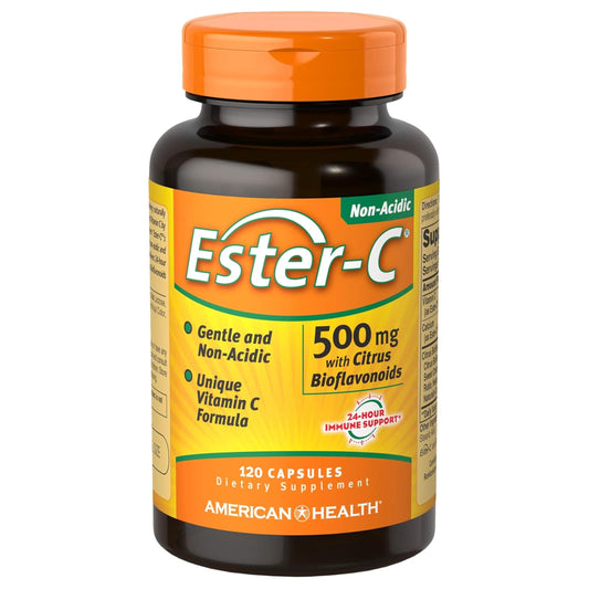 American Health Ester-C with Citrus Bioflavonoids Capsules - Gentle On Stomach, Non-Acidic Vitamin C - 500 mg, Ester-CUS supplements