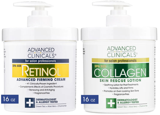 Advanced Clinicals Retinol Body Lotion + Collagen Cream 2pc Body Skin Care Set Advanced ClinicalsAU supplements