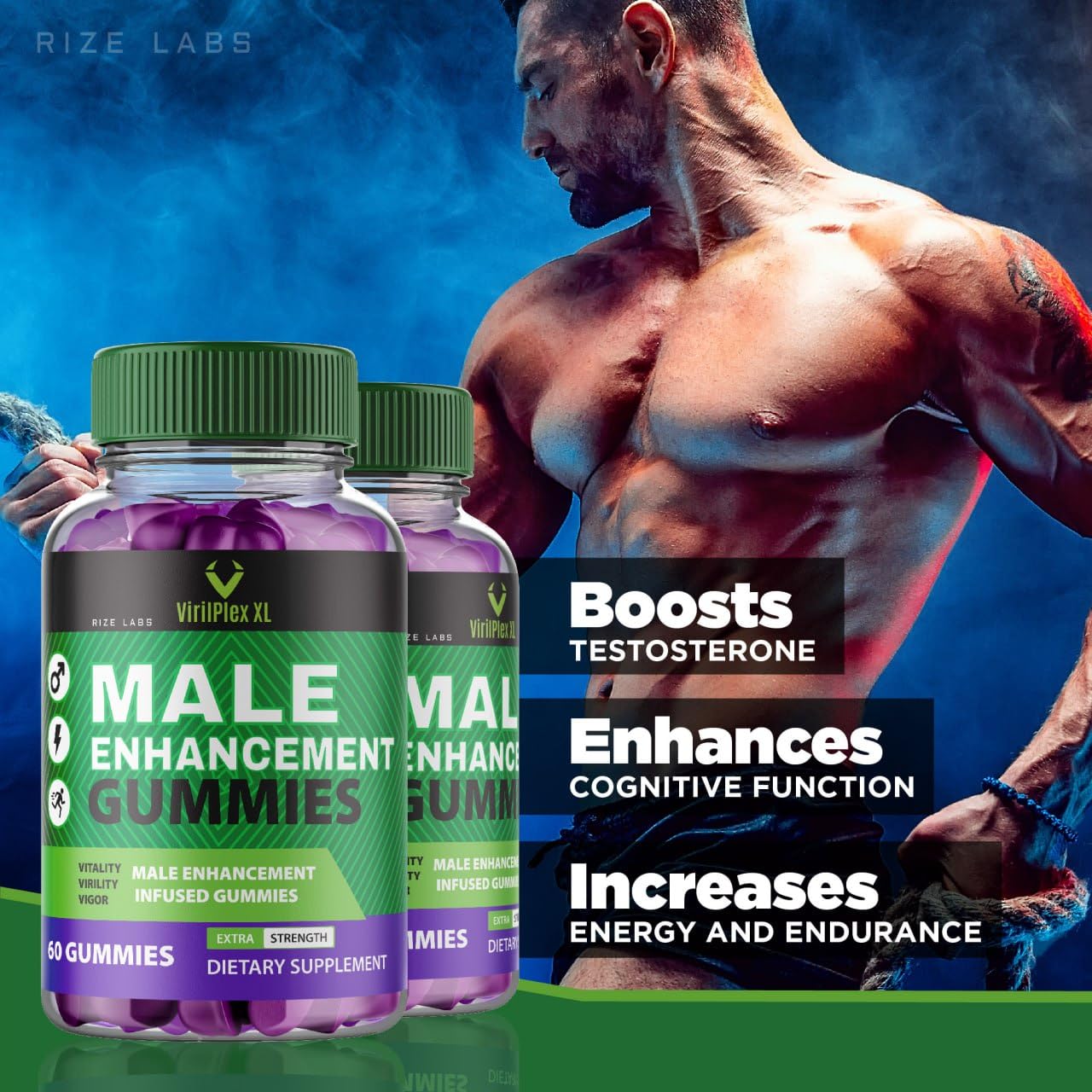 VirilPlex XL Male Performance Gummies, Premium Formula for Health and Wellbeing, VirilPlex XL for Men Gummys to Deliver Peak Performance Benefits, VirilPlexXL Gomitas (60 Gummies) rize labsAu supplements