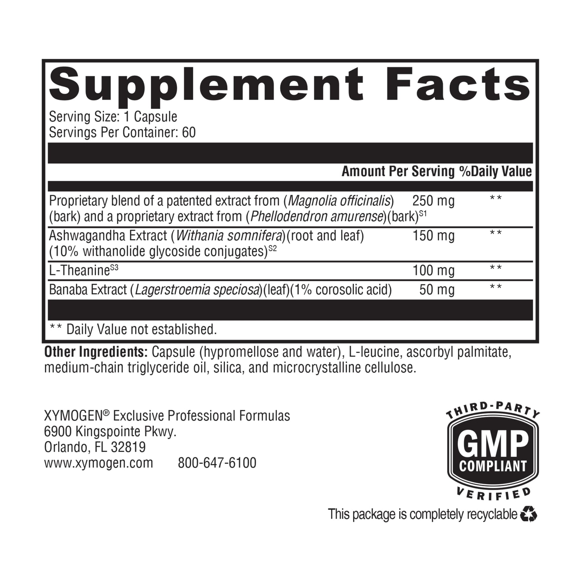 XYMOGEN Cortisolv Cortisol Supplement - Ashwagandha Supplement with L Theanine to Support Healthy Cortisol Levels, Energy, Relaxation and Mental Clarity (60 Capsules) XYMOGEN Au supplements