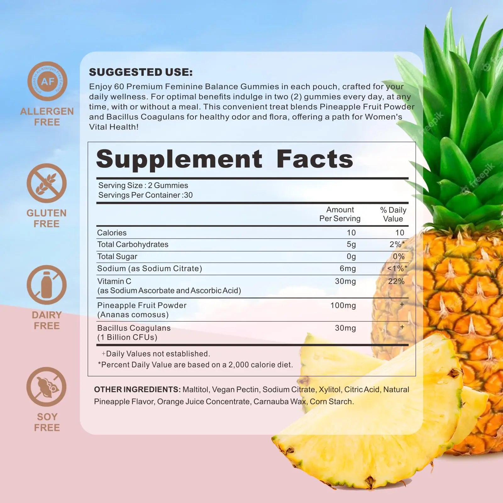 4 BIRDIES GOLF Premium Feminine Balance Gummies for Women's Health, Hawaiian Pineapple Gummies for Women Vaginal Probiotic & pH Balance Support - Vegan - Healthy Odor - Gluten-Free - 60 Count 4 BIRDIES GOLF Au supplements