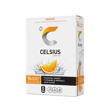 CELSIUS On-the-Go Powder Stick Zero Sugar, Orange, 2.6 Oz (14 Sticks per Pack) CELSIUS Au supplements