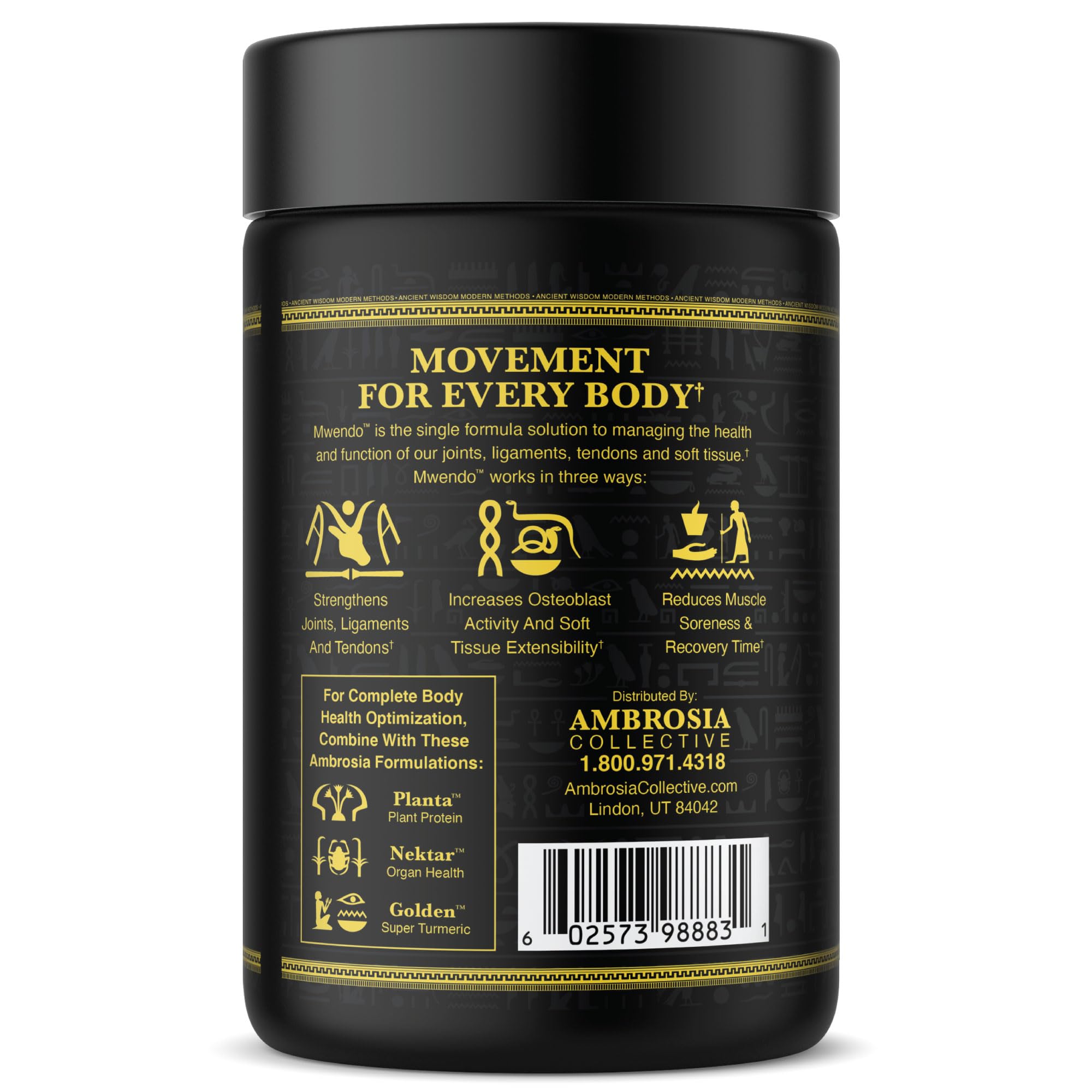 Ambrosia Mwendo - Joint & Ligament Repair | Strengthen Tendons & Increase Soft Tissue Extensibility | Muscle Soreness, & Recovery Time with BioCell Collagen | 90 Veggie Capsules Ambrosia Au supplements
