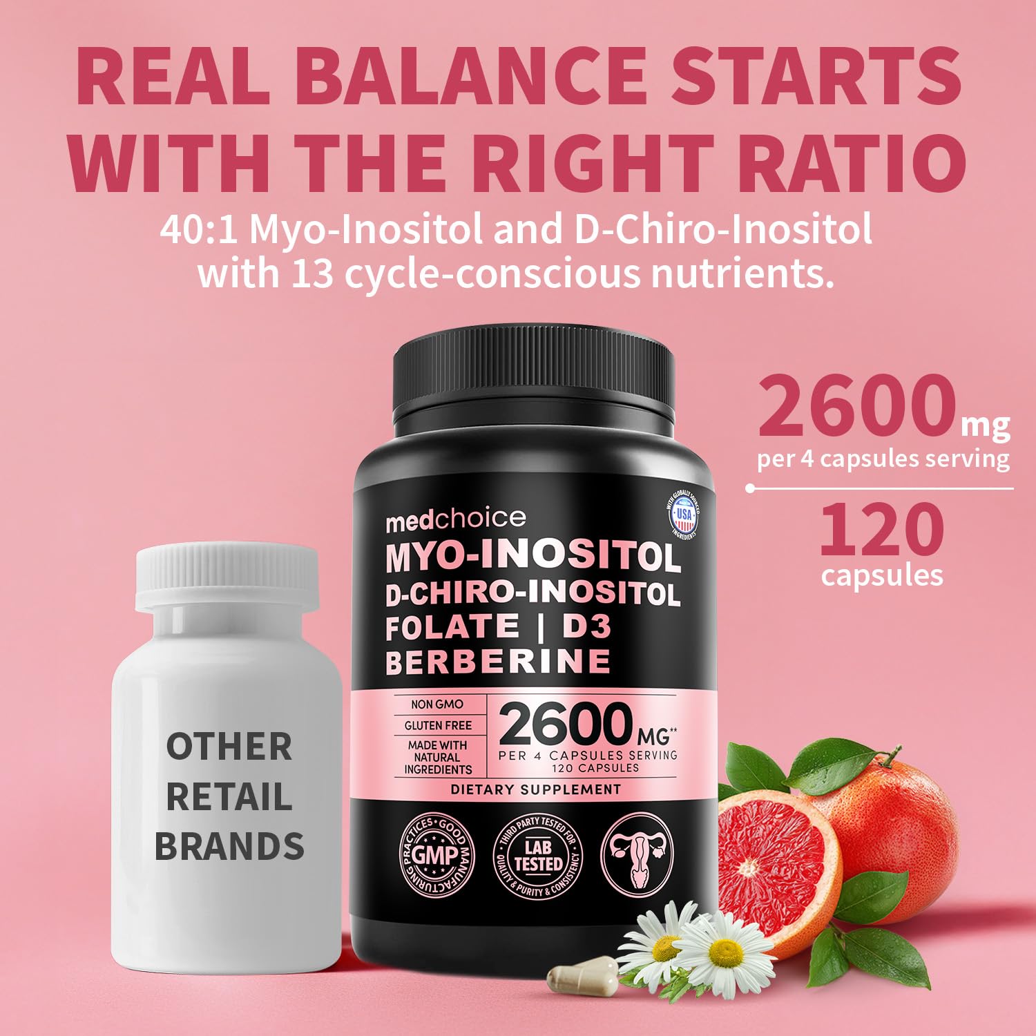 14-in-1 Women’s Inositol Complex Supplement – 40:1 Myo & D-Chiro Inositol with Folate, Vitamin D3, Zinc, Magnesium & Botanicals for Hormone & Feminine Wellness Support – (120 Capsules) (Pack of 1) MEDCHOICE Au supplements