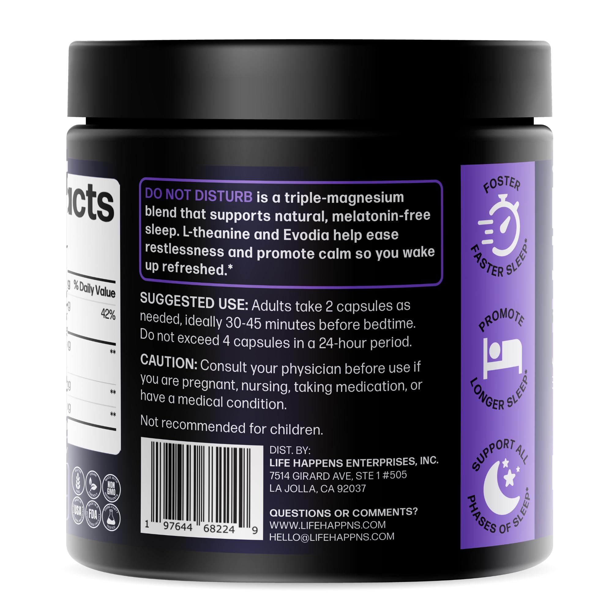 Doctor Formulated Triple Magnesium for Sleep, Calm & Relaxation with Chelated Magnesium Glycinate, L-Theanine, Passionflower & Evodia – Non-Habit, No Melatonin Magnesium Sleep Aid Support Supplement LIFE HAPPNS BE READY Au supplements