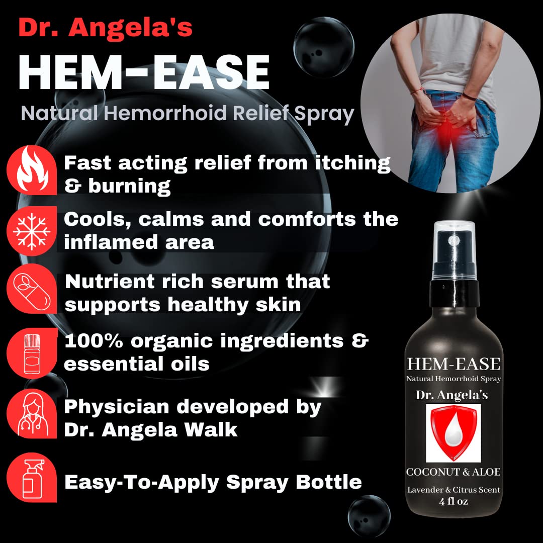 Dr. Angela's Hemorrhoid Treatment Spray | Organic Aloe Vera, Witch Hazel & Essential Oils Turmeric & Tea Tree | Natural Itching & Burning Relief Cream Doctor Angela Essential Au supplements