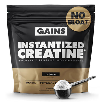 Gains in Bulk Instantized Creatine Monohydrate for Women and Men, Soluble Creatine Powder, Supports Muscle Building, Strength and Performance, Bodybuilding Supplements, Unflavored, 30 Servings GAINS IN BULK GAINSINBULK.COM Au supplements