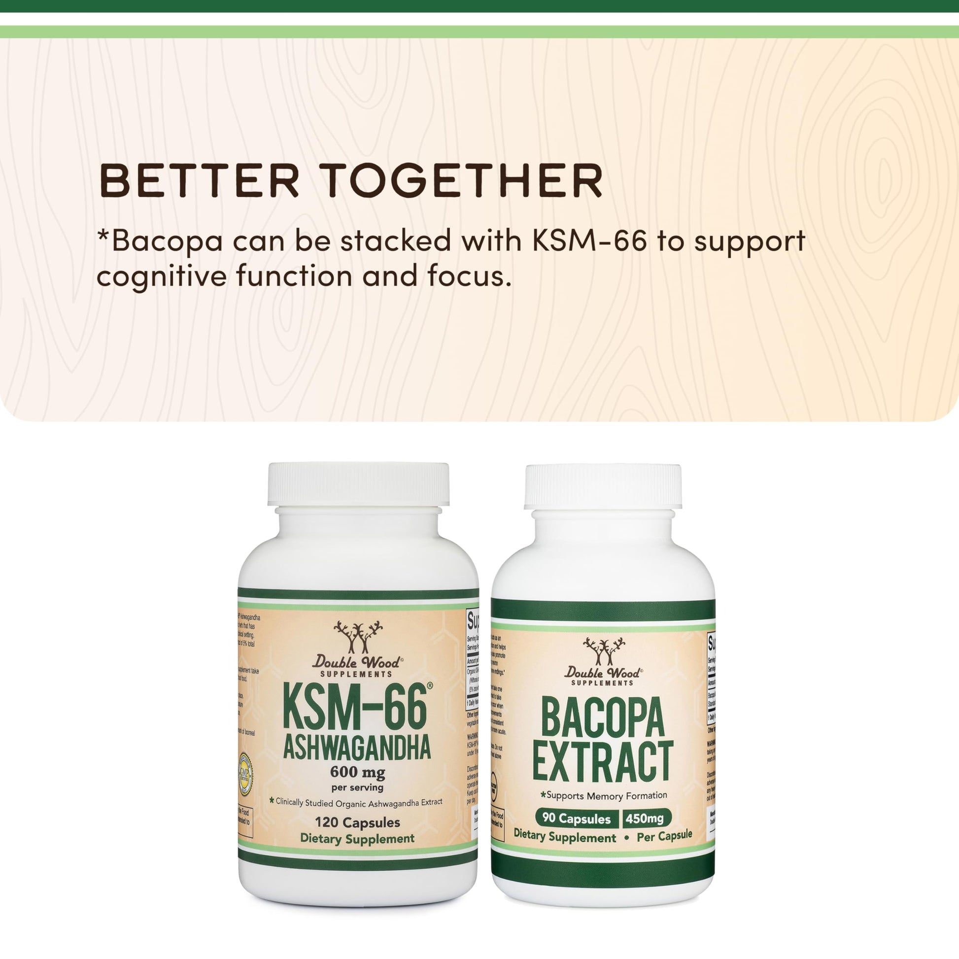 Double Wood Supplements Ashwagandha KSM 66 Organic and Clinically Studied Extract (600mg Per Serving, 120 Capsules, 60 Servings) Adaptogen Cortisol Manager for Women and Men Double Wood Supplements Au supplements