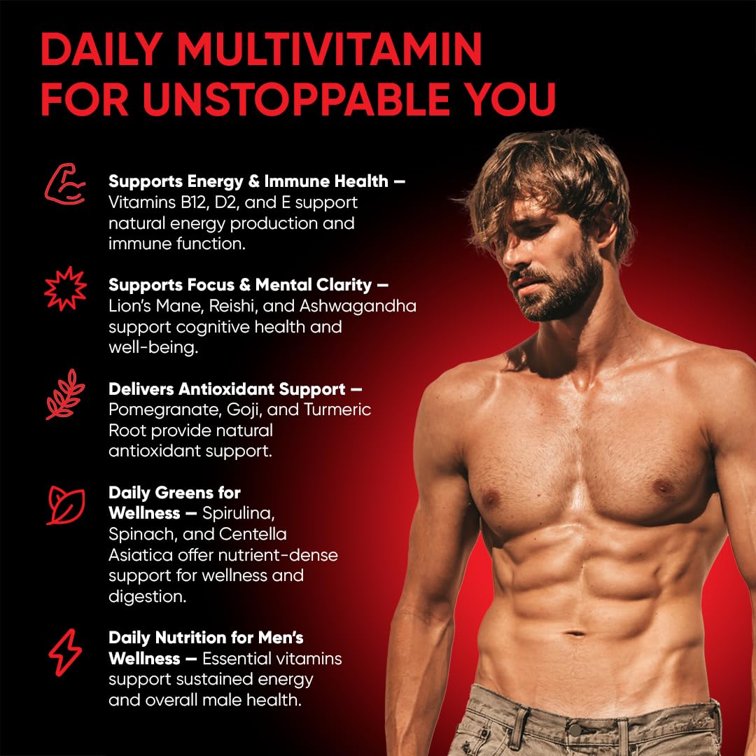 FRIEND OF DOROTHY Daily Multivitamin for Men, Energy, Focus & Immunity Support, Ashwagandha, Lion’s Mane & Reishi, 60 Capsules FRIEND OF DOROTHY Au supplements