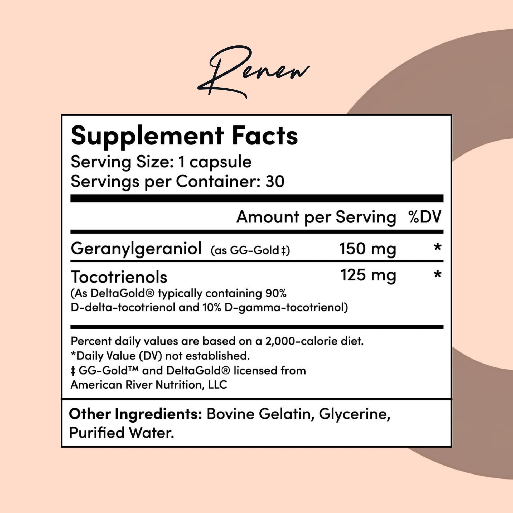 Tranont Renew - Antioxidant Complex for Vitality & Wellness | Vitamin E Tocotrienols & Geranylgeraniol | Supports Healthy Cellular Function, Joint Health, & Youthful Glow - 30 Capsules Tranont Au supplements