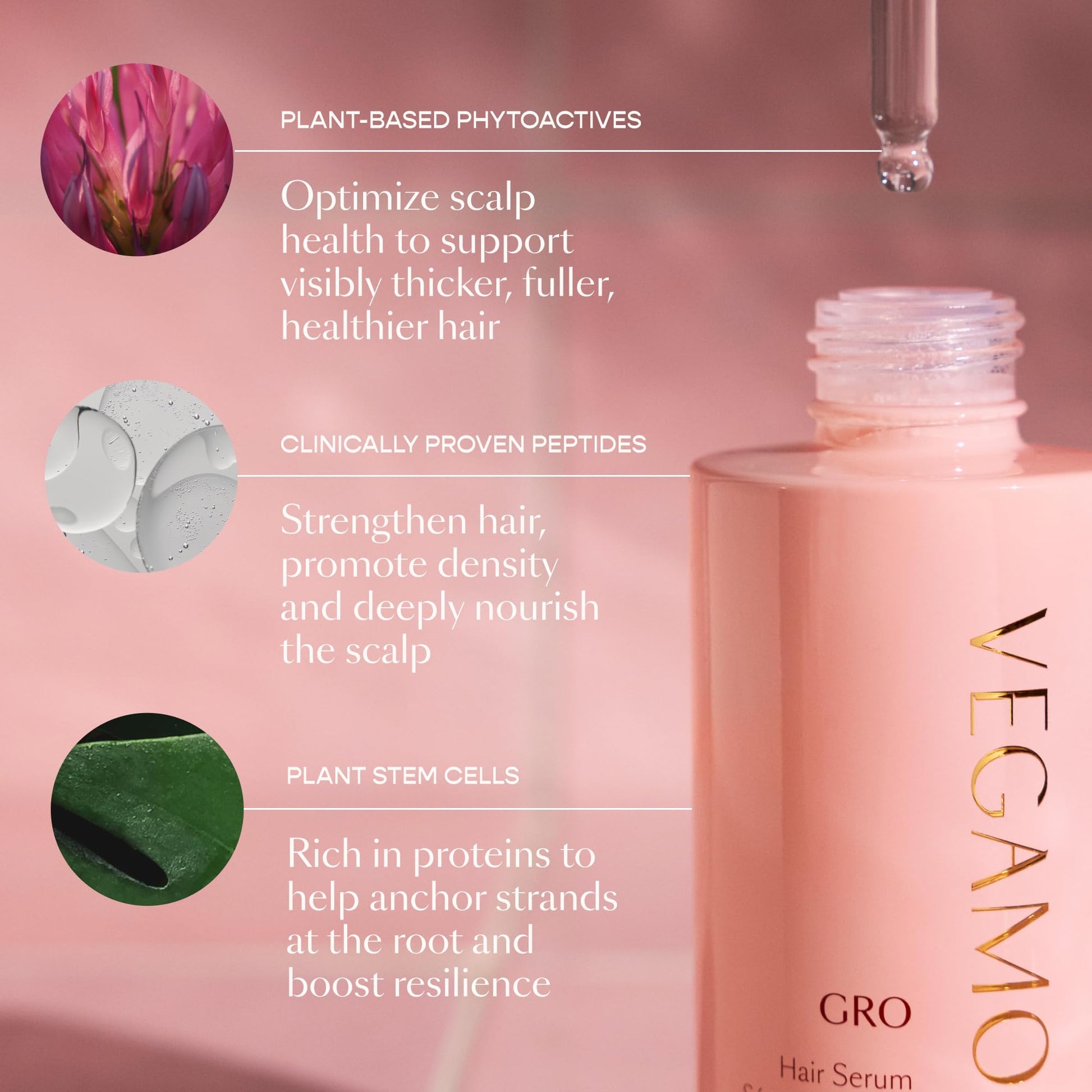 VEGAMOUR GRO Hair Serum for Hair Thinning, Thicker Fuller Looking Hair, Non Oily Tonic, 3 pack, 90 day supply VEGAMOUR Au supplements
