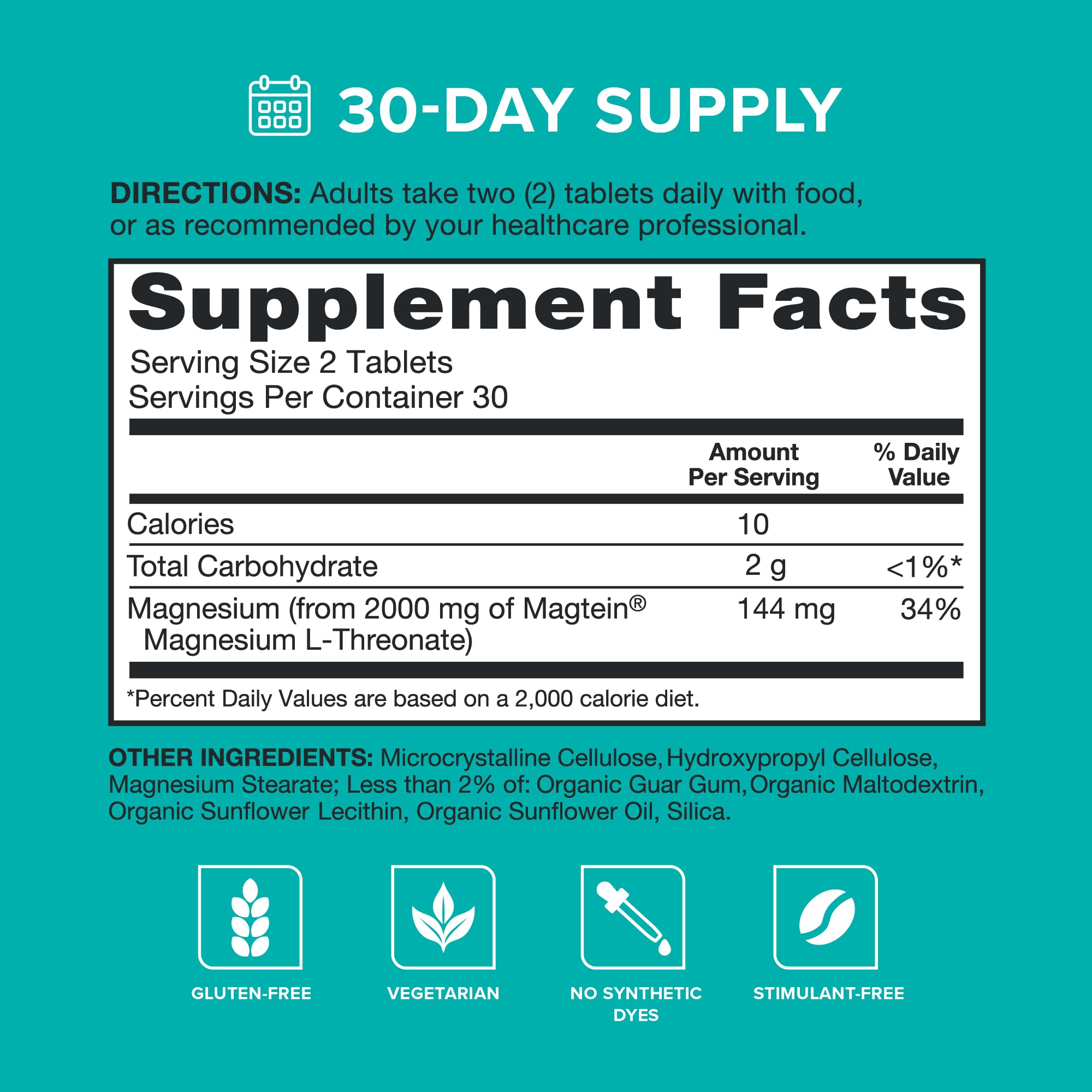 Qunol Q-Mag Magnesium L-Threonate Tablets, 2000mg of Magtein to Help Support Cognitive Performance, Improve Mental Alertness & Productivity, Supports Restful Sleep, High Absorption, 60 Count Qunol Au supplements