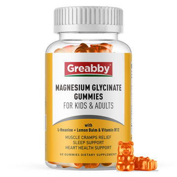 Magnesium Glycinate Gummies for Kids & Adults - Magnesium Glycinate 300mg Chewable Supplement - Promotes Sleep, Muscle, Relaxation (60Count) GREABBY Au supplements