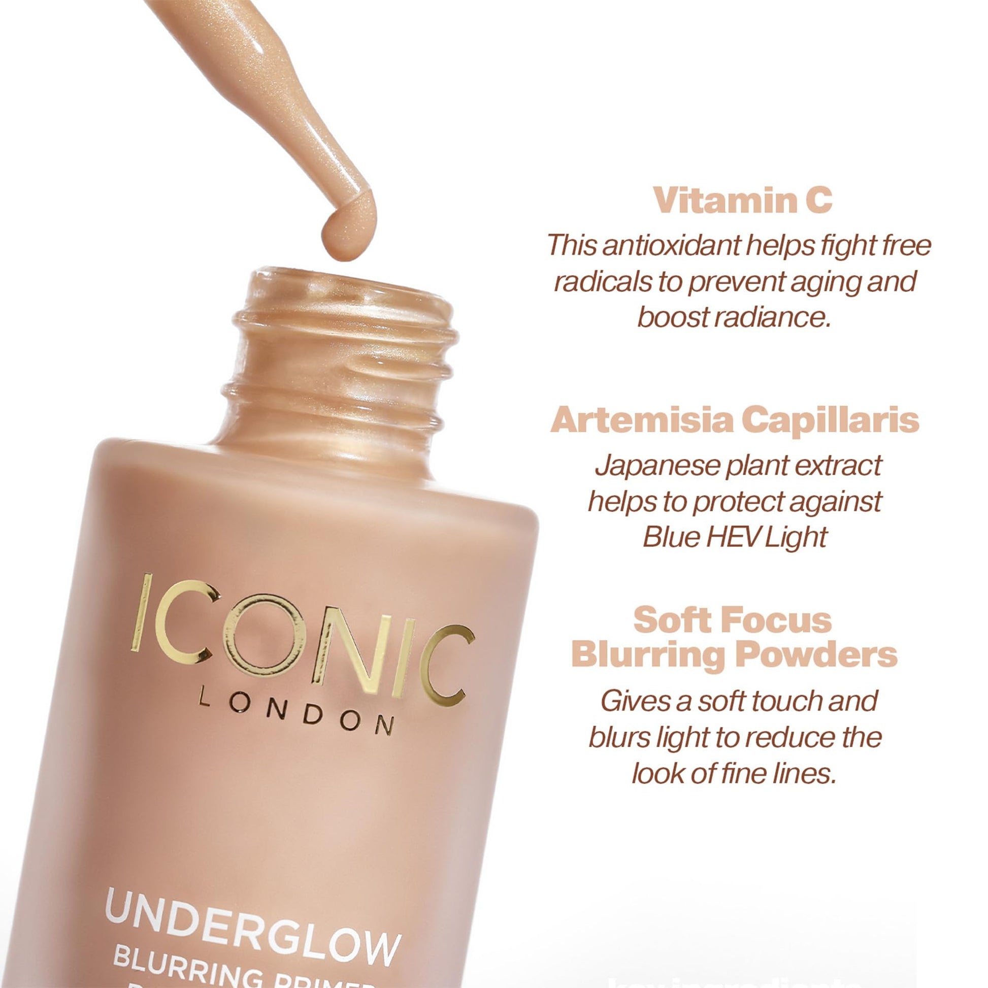 ICONIC LONDON Underglow Blurring Primer | Blurs Imperfections and Gives Skin a Radiant Glow, Cruelty-Free, Vegan Makeup Universal Shade, 0.91 Fl oz ICONIC LONDON Au supplements
