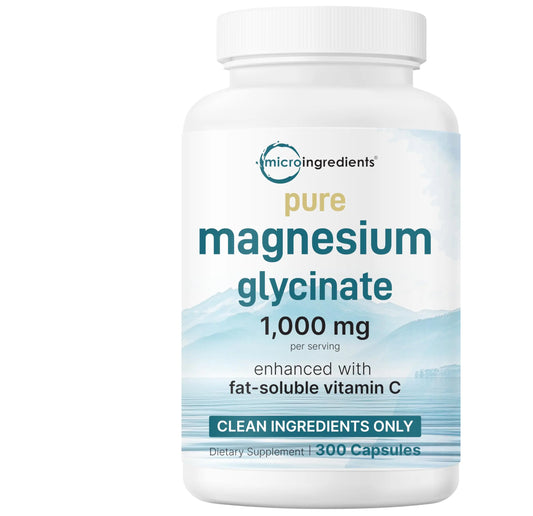 Pure Magnesium Glycinate 1,000mg, 300 Capsules | 100% Chelated for Max Absorption | Enhanced with Vitamin C | Only Uses Active Ingredients Micro IngredientsAU supplements
